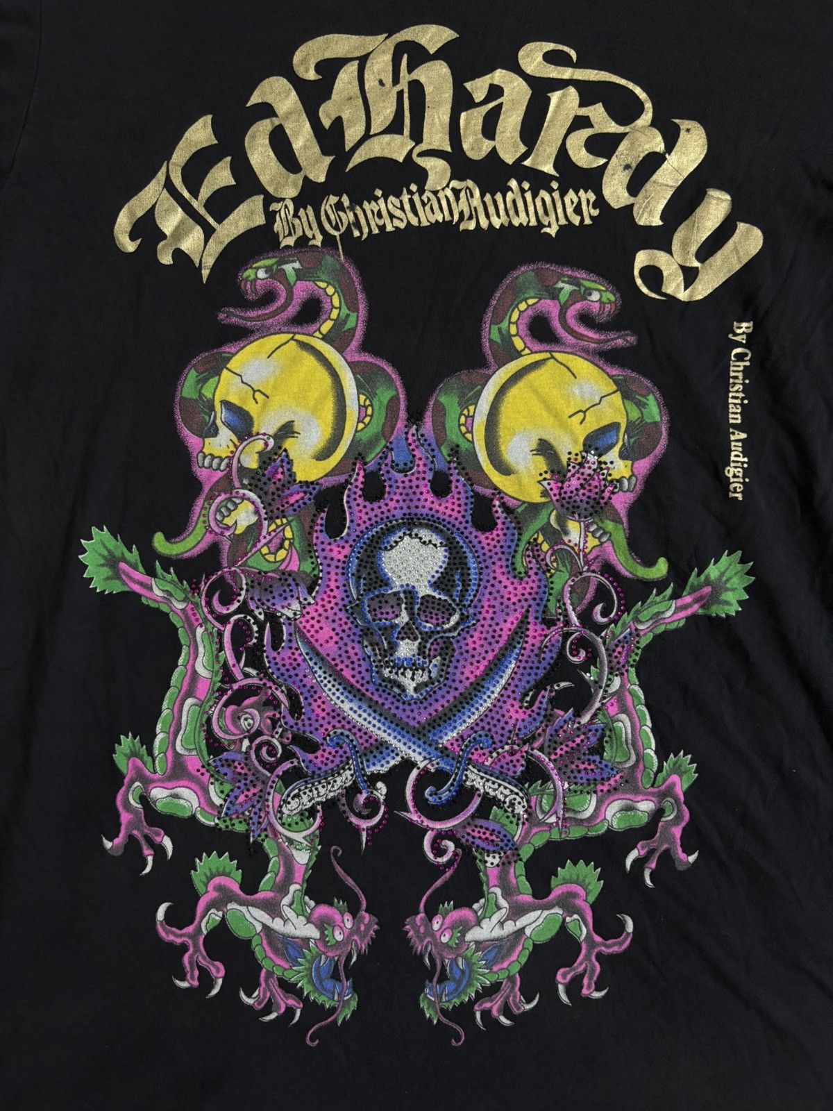 Ed Hardy 🔥HOT🔥VINTAGE ED HARDY BY CHRISTIAN AUDIGER BEADED SKULL TEE Size US L / EU 52-54 / 3 - 2 Thumbnail
