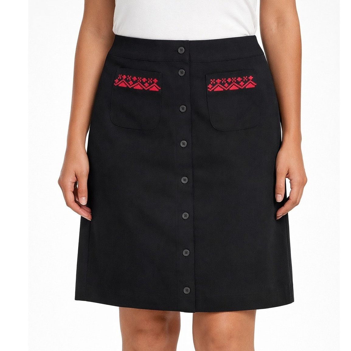 Ann Taylor Ann Taylor Loft Embroidered Button Down Skirt Pocket Stretch Size 28" / US 6 / IT 42 - 1 Thumbnail