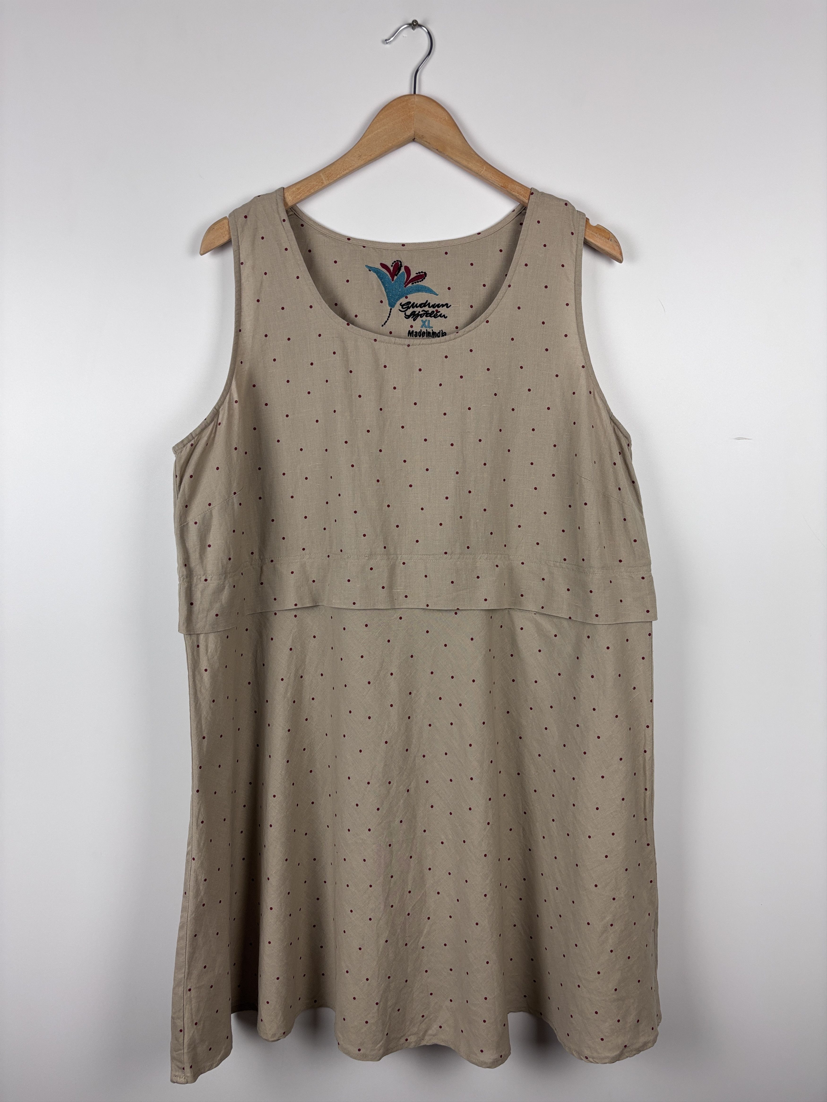 Gudrun Sjoden Gudrun Sjoden Polka Dot Linen Tunic Dress Beige Size XL Size XL / US 12-14 / IT 48-50 - 1 Thumbnail
