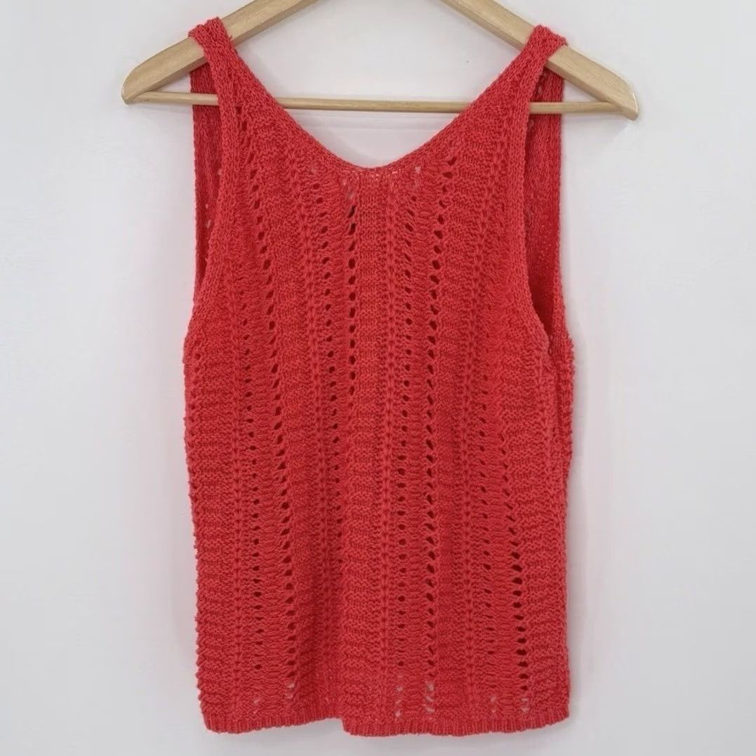 Vintage Universal Thread Sweater L Coral Red Open Knit Sleeveless Beachy Boho Coastal Womens Size L / US 10 / IT 46 - 2 Thumbnail
