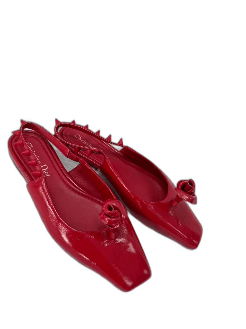 Dior Dior Red Flat Shoes with Flower Detail-2506 Size US 5.5 / IT 35.5 - 1 Thumbnail