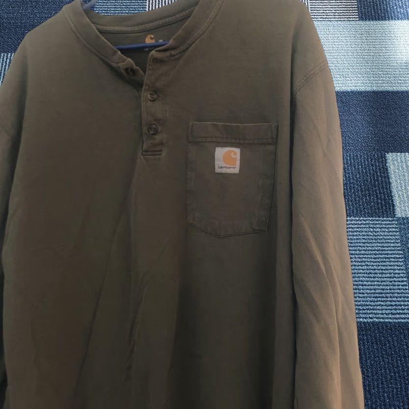 Carhartt Carhartt Shirt Mens XL Loose Fit Long Sleeve Heavyweight Green Pocket Workwear Size US XL / EU 56 / 4 - 1 Thumbnail