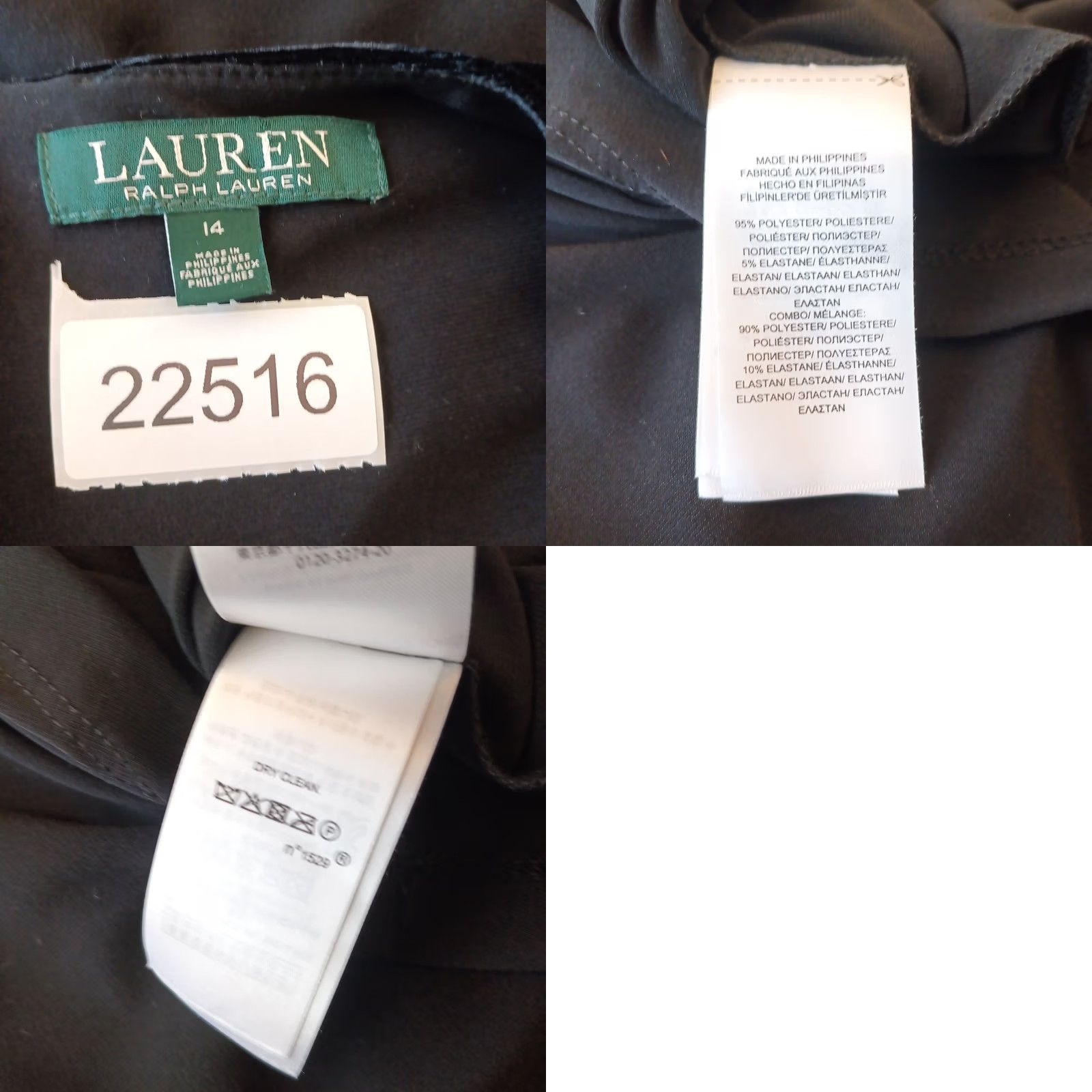 Ralph Lauren Lauren Ralph Lauren Dress Size 14 Black Knee Length Long Sleeve Velour V Neck Womens Size XL / US 12-14 / IT 48-50 - 9 Thumbnail
