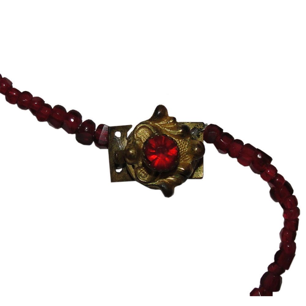 Designer Victorian Red Garnet Bead Tassel Flapper Necklace Size ONE SIZE - 5 Thumbnail
