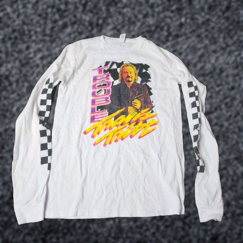 Tultex Vintage Travis Tritt T-Shirt Long Sleeve Country Music Band Tee Adult Small White Casual Size US S / EU 44-46 / 1 - 1 Thumbnail
