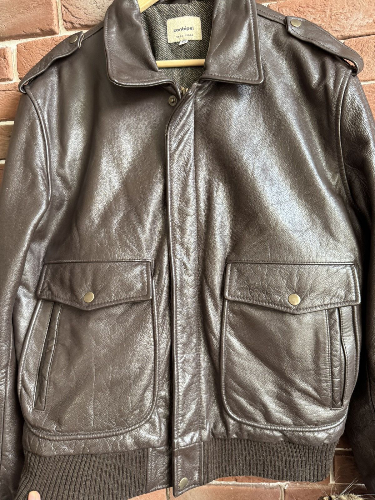 Vintage Conbipel Vintage 90s Flight Leather Jacket Rare Rock Roll Size US L / EU 52-54 / 3 - 4 Thumbnail