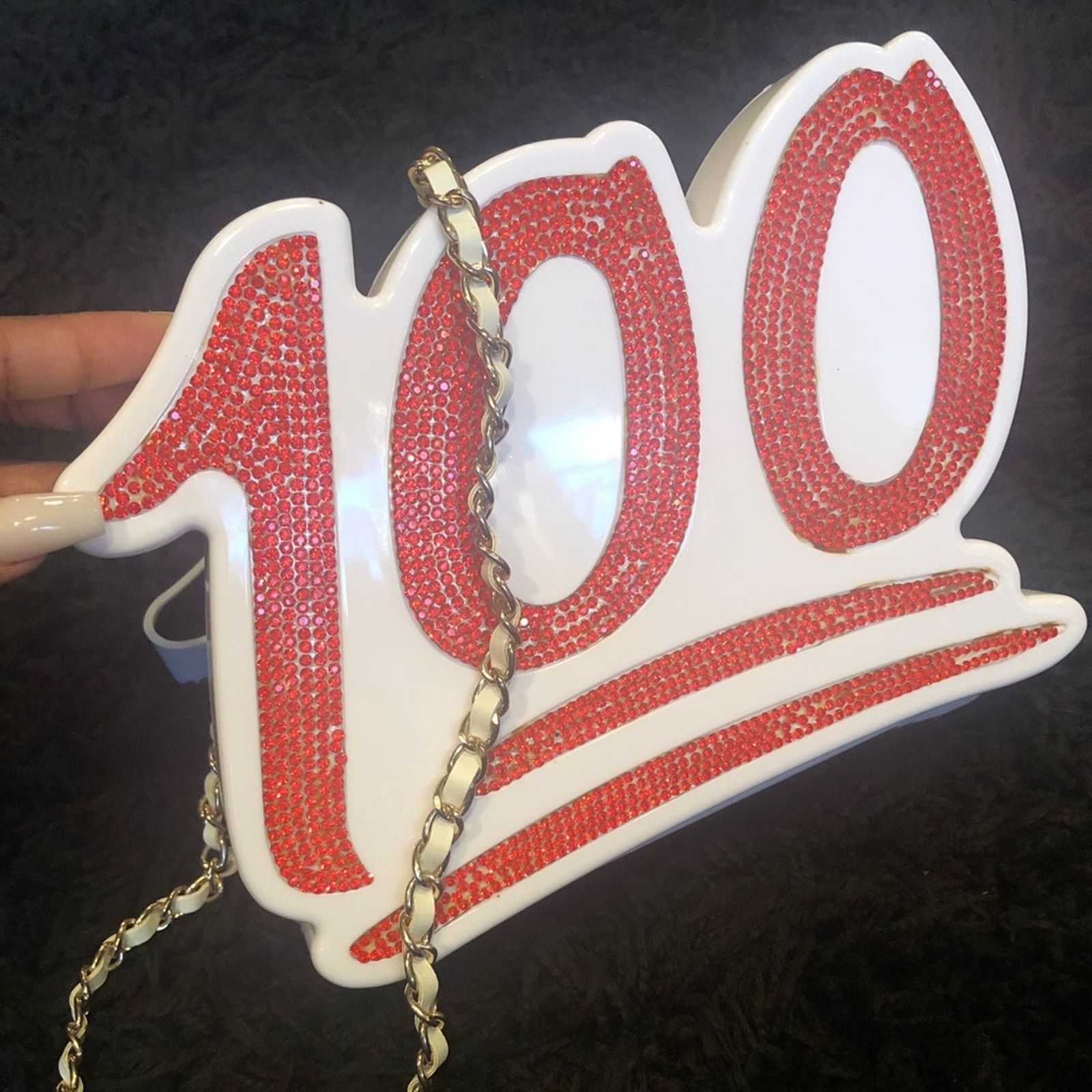 Other White & Red '100' Crystal Accent Crossbody Clutch Size ONE SIZE - 1 Thumbnail