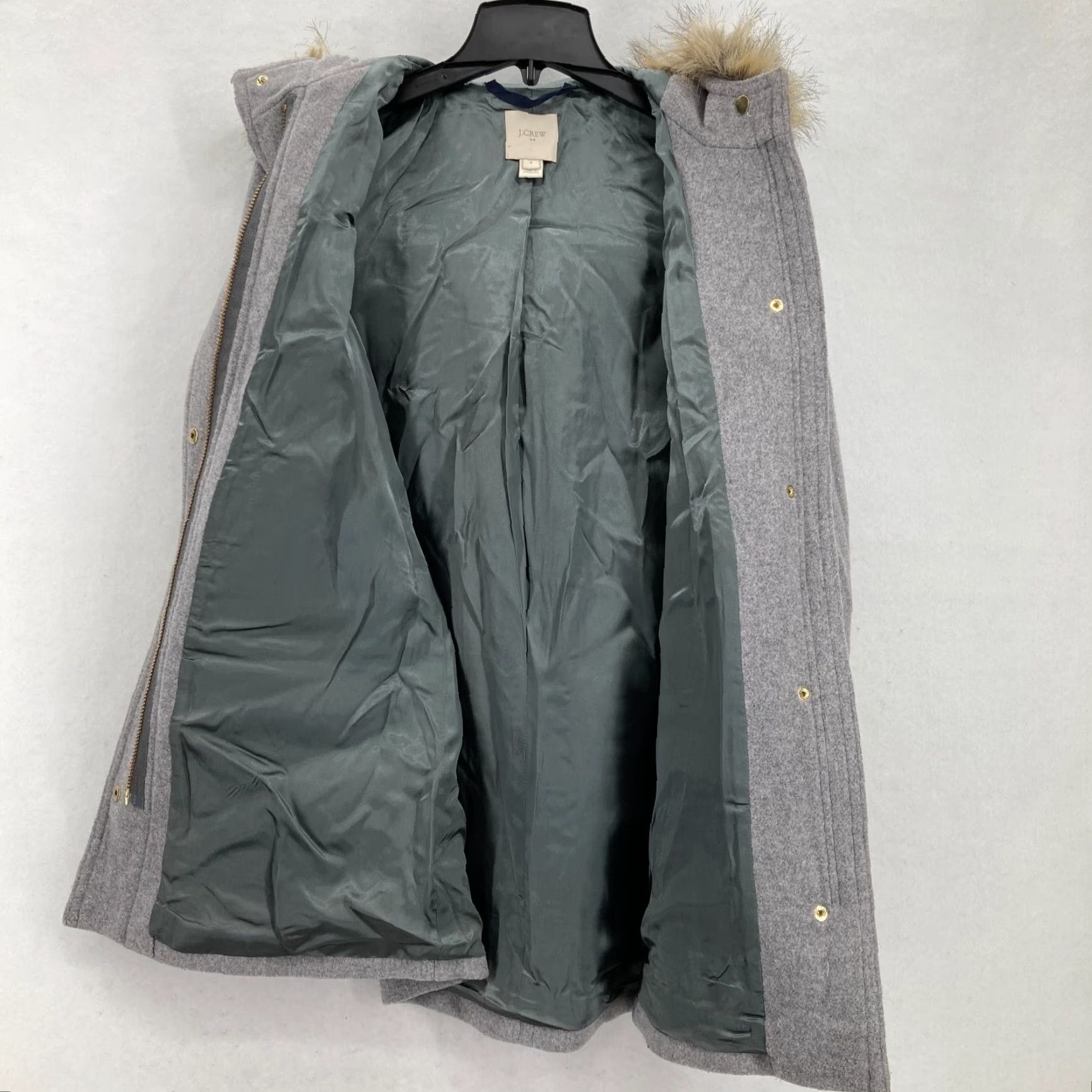J.Crew J.Crew Vail Parka Jacket Women's 4 Gray Wool Blend Faux Fur Trim Hooded Full Zip Size S / US 4 / IT 40 - 4 Thumbnail