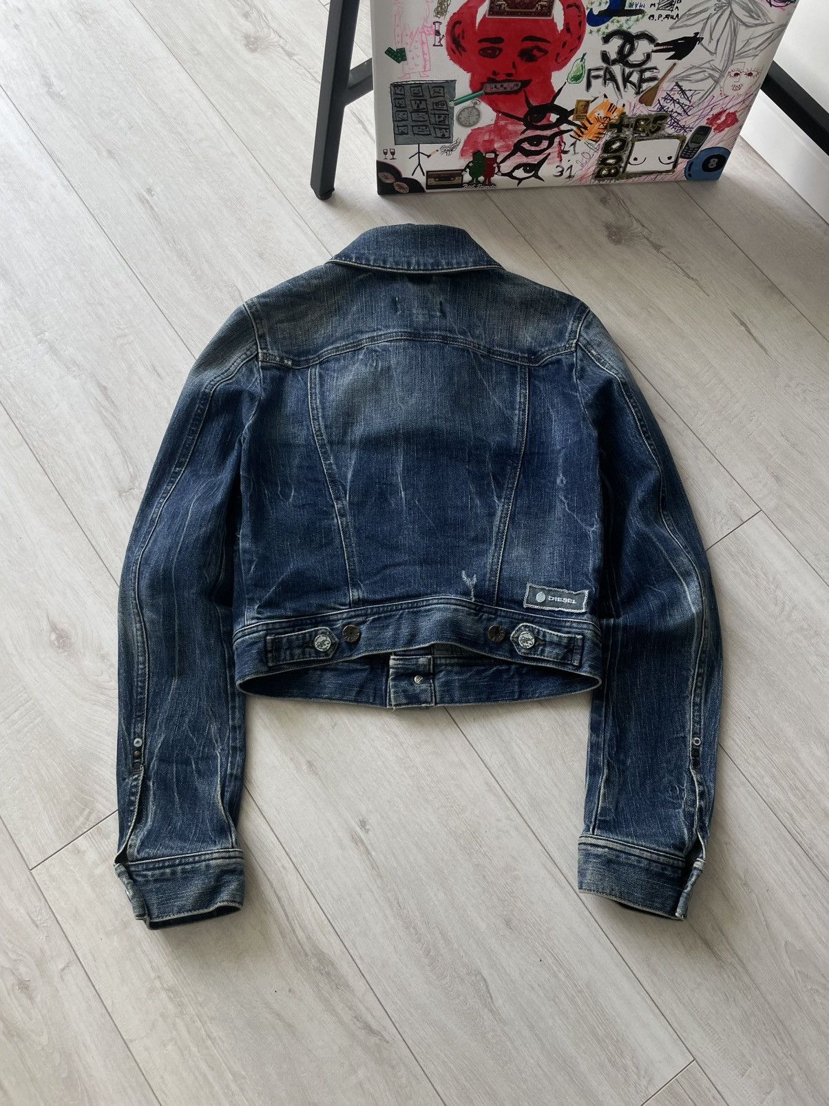 Diesel Vintage Diesel 00’s Denim Distressed Cropped Jacket Faded Size S / US 4 / IT 40 - 2 Thumbnail