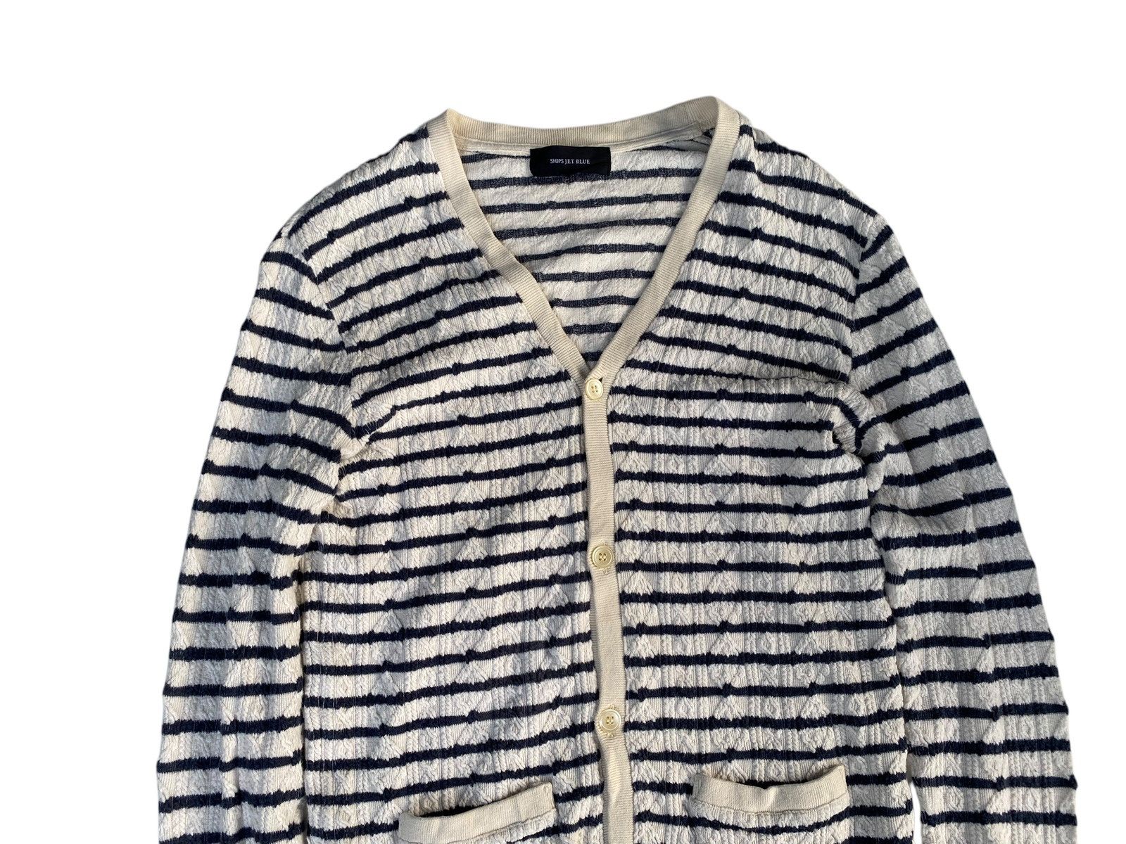 Japanese Brand × Ships Jet Blue Vtg Ship Jet Blue Knitwear Cardigan Mesh Size M / US 6-8 / IT 42-44 - 3 Thumbnail