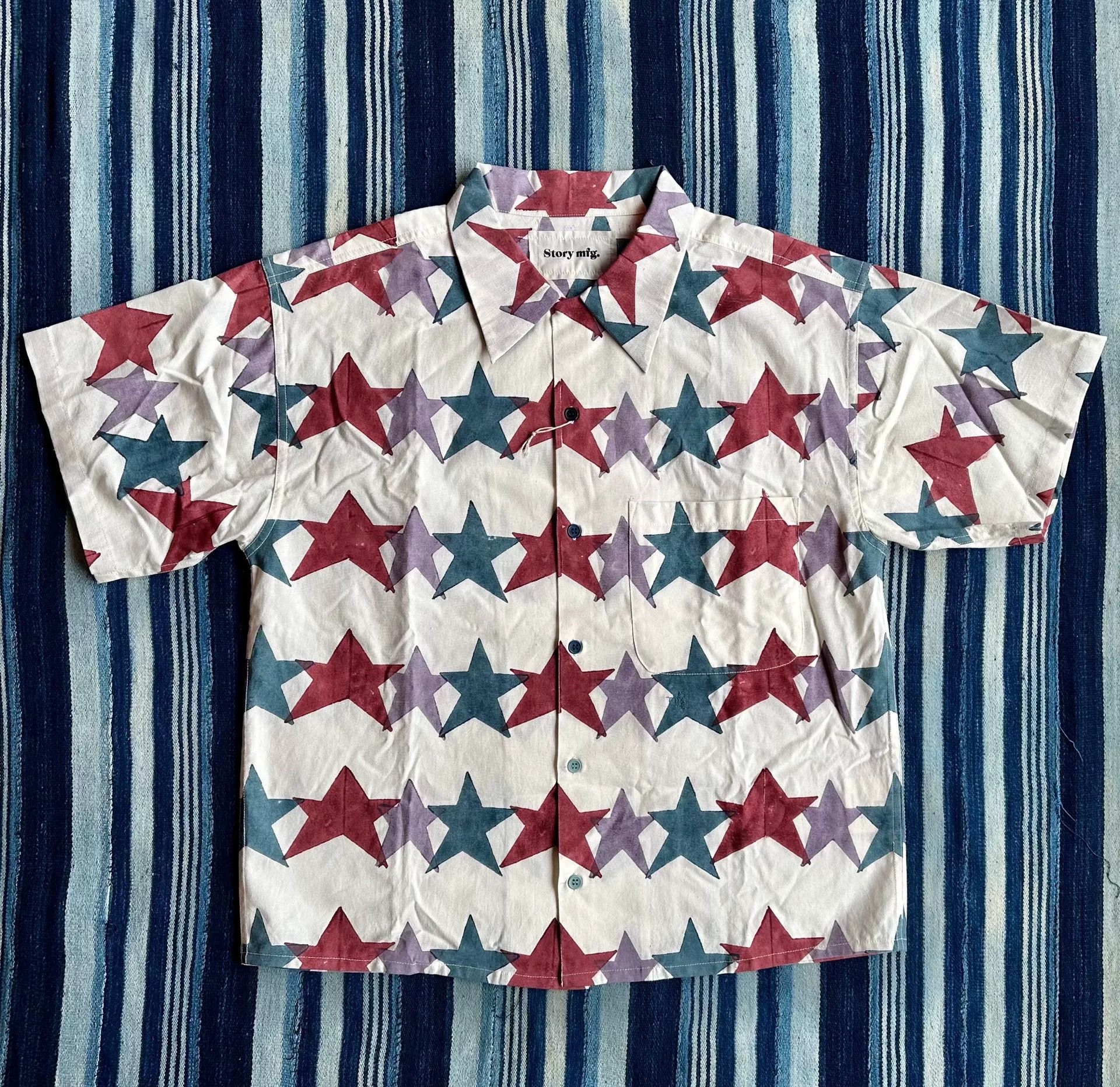 Story Mfg. star block print short sleeve shirt Size US L / EU 52-54 / 3 - 1 Thumbnail