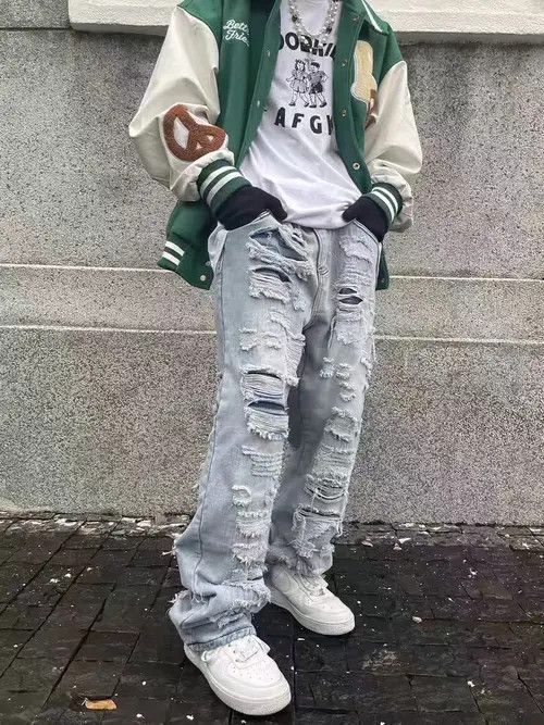 Japanese Brand Vintage street hip-hop washed and distressed ripped jeans Size US 30 / EU 46 - 8 Thumbnail