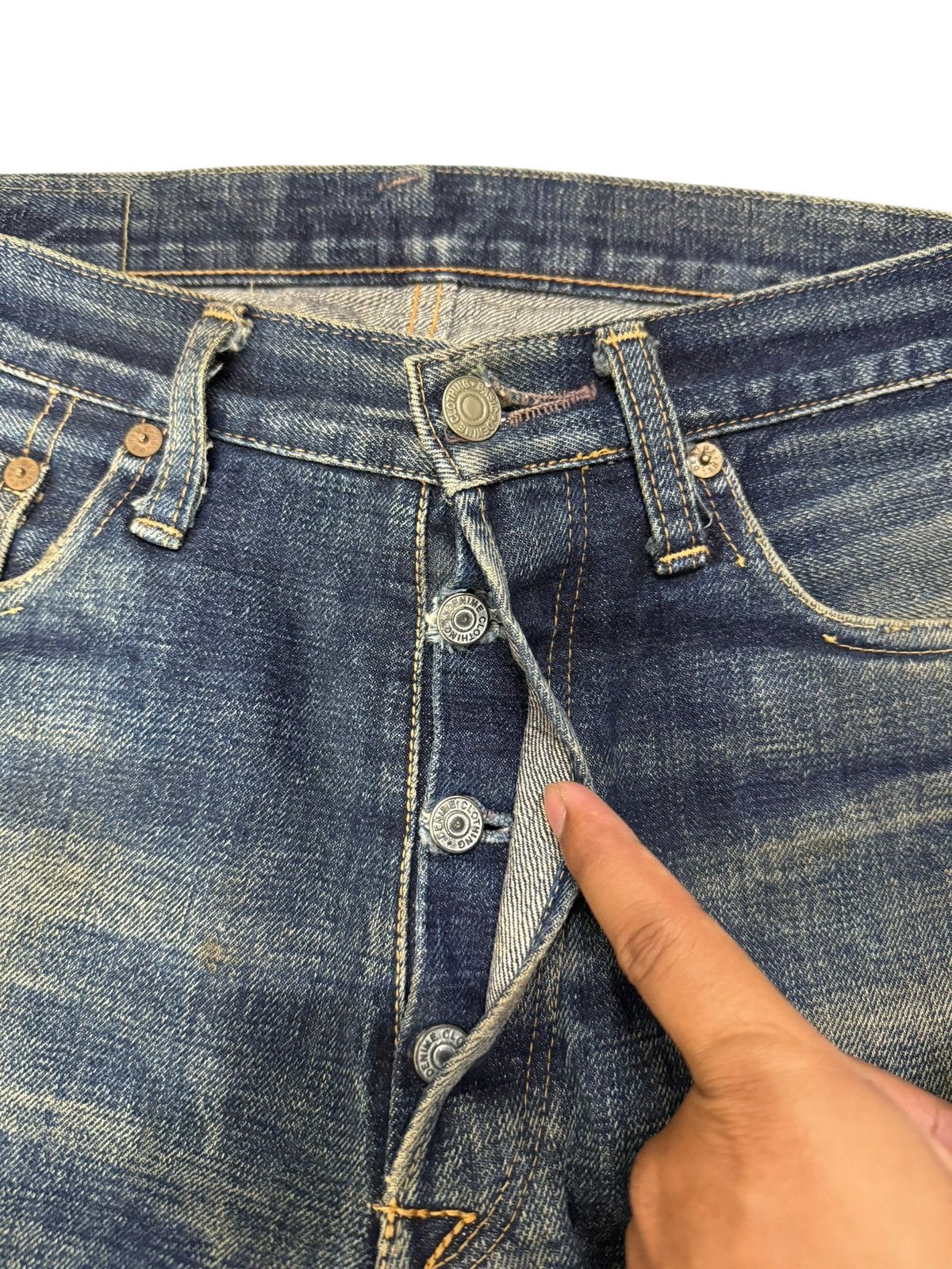 Denime DENIME Made In Japan Redline Selvedge Distressed Jeans Size US 27 - 7 Thumbnail