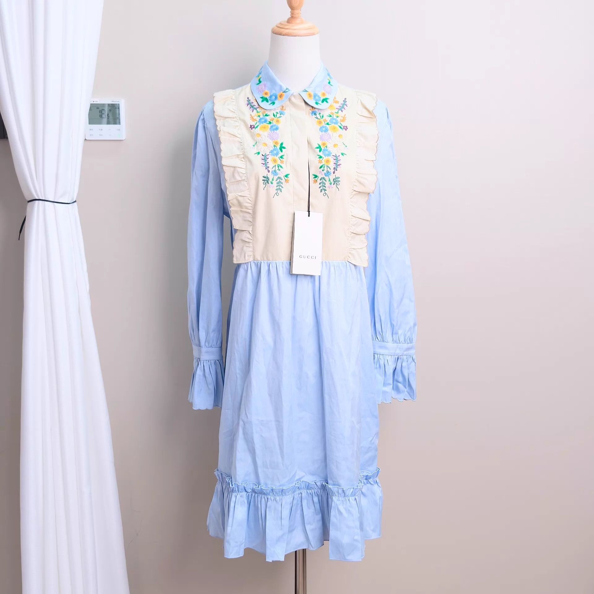 Gucci GUCCI Blue Floral Embroidered Dress 44 Size M / US 6-8 / IT 42-44 - 3 Thumbnail