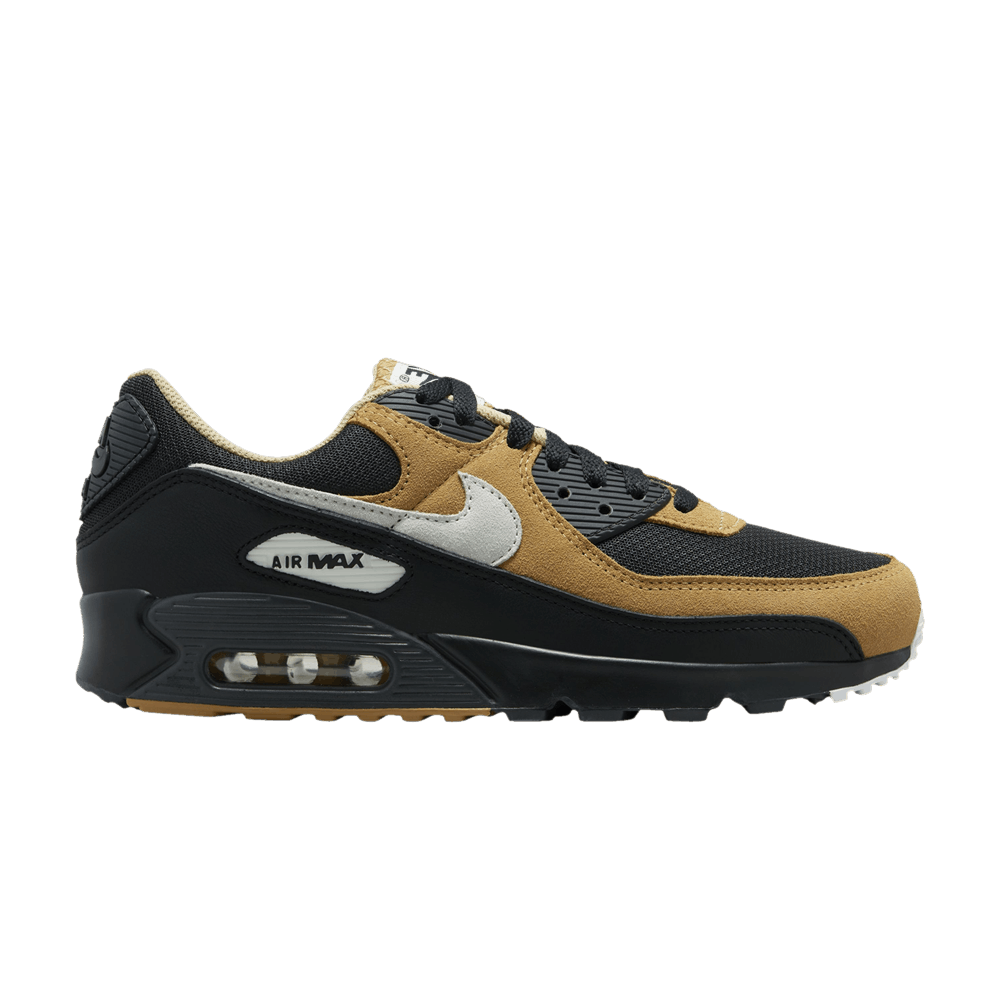 image of Nike Air Max 90 Black Elemental Gold Shoes, Men's