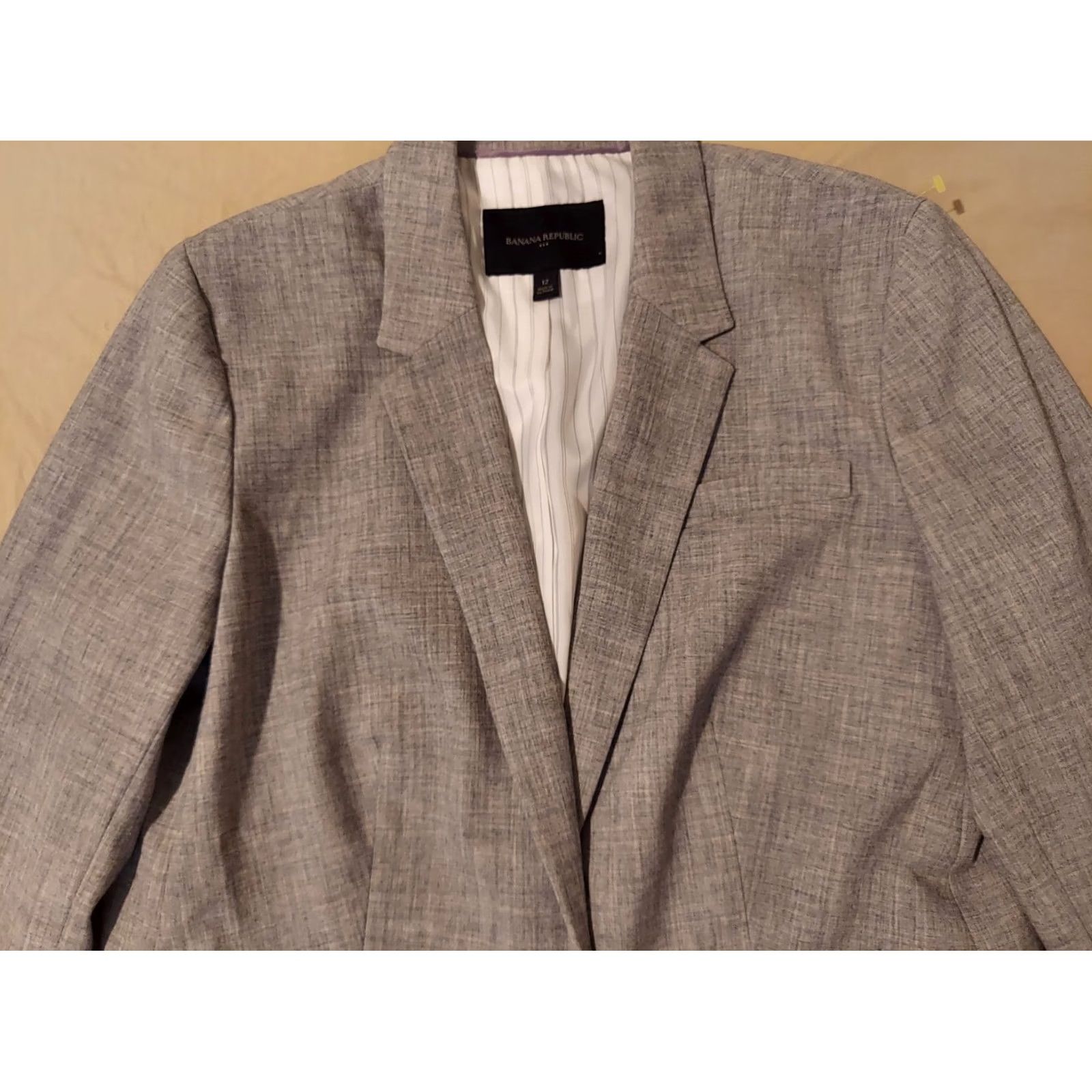 Banana Republic Womens Banana Republic Blazer Jacket 12 Gray Regular Polyester Button Size XL / US 12-14 / IT 48-50 - 3 Thumbnail