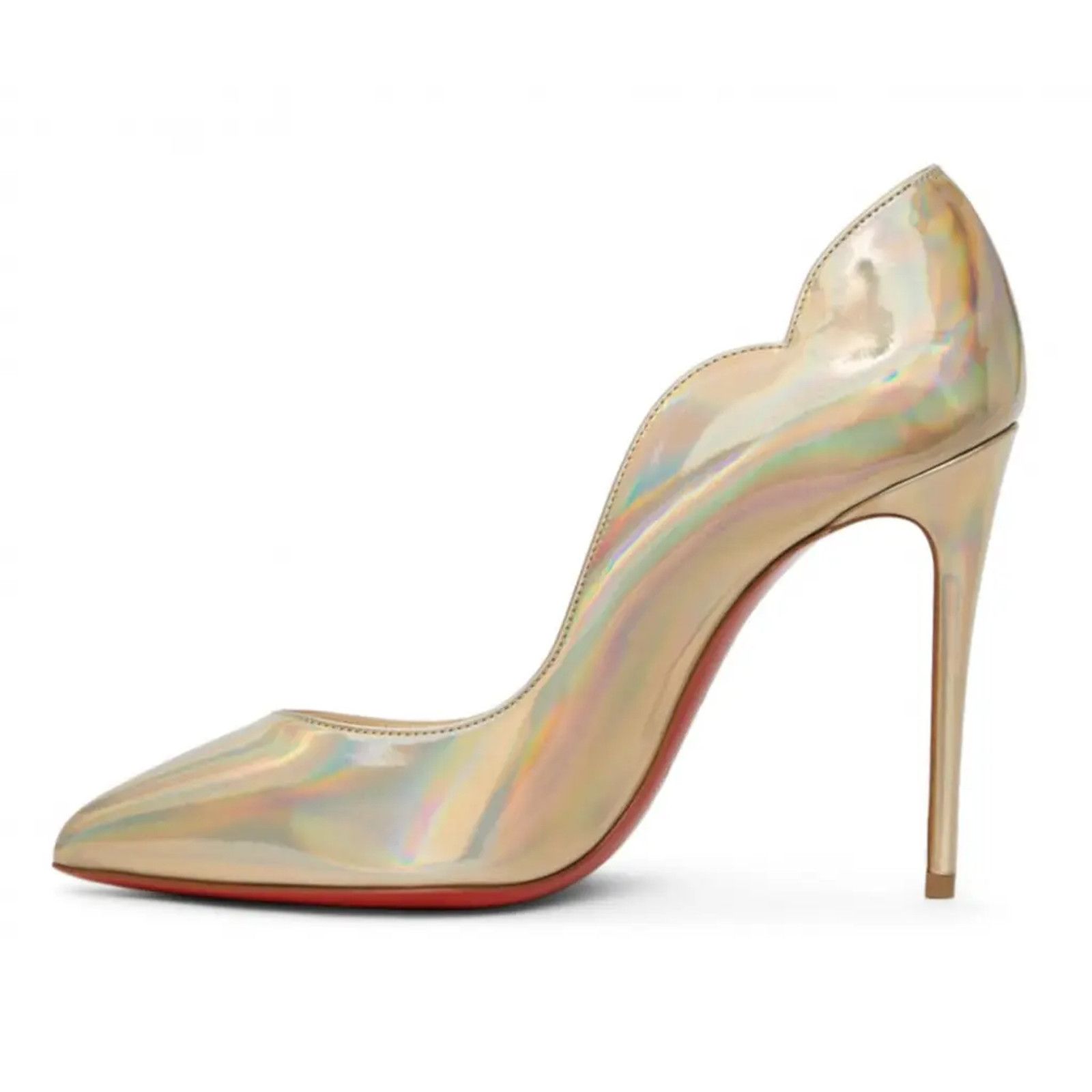 Christian Louboutin Hot Chick 100 Patent Psychic Gold Platine AB Heel Pump 39 Size US 9 / IT 39 - 7 Thumbnail
