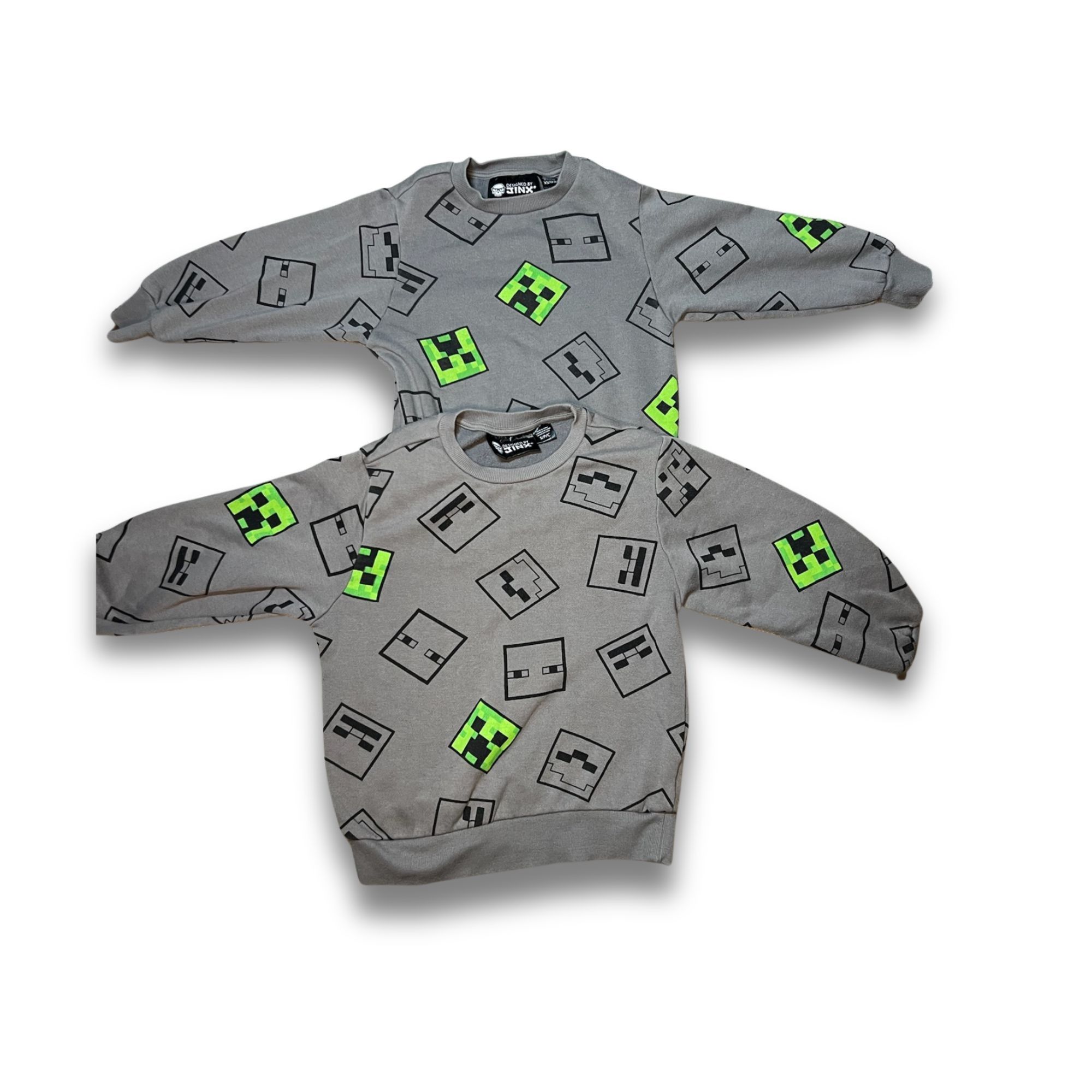 Other Jinx X Minecraft Creeper & Mob Pattern Kids Sweater - Gray & Size US XS / EU 42 / 0 - 2 Thumbnail