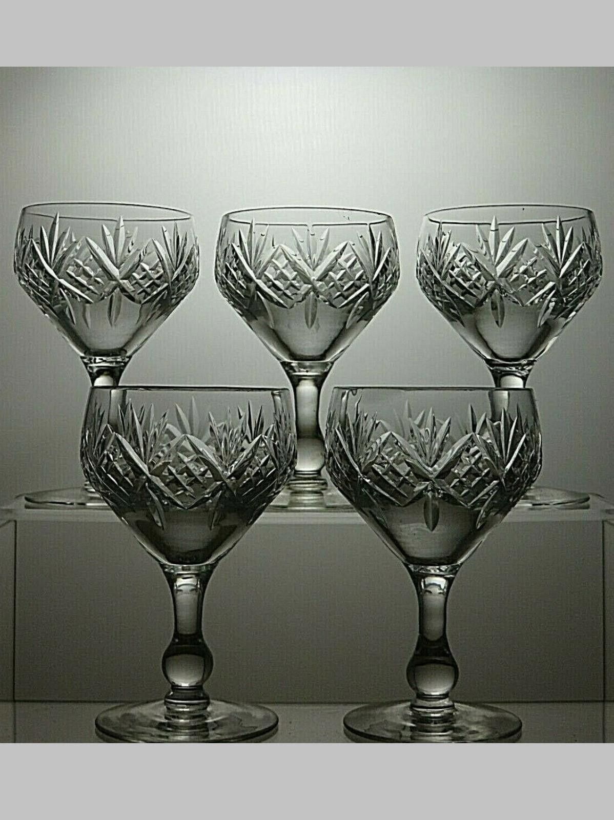 The Unbranded Brand Lead Crystal Cut Glass Set Of 5 Sherry Glasses 4" Size ONE SIZE - 1 Thumbnail