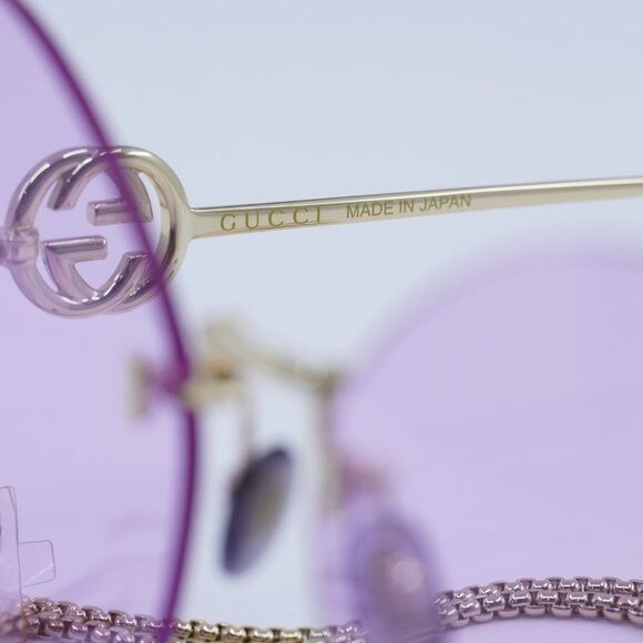 Gucci Gucci GG1203S 001 Sunglasses Gold With Detachable Gold Chain Size ONE SIZE - 9 Thumbnail