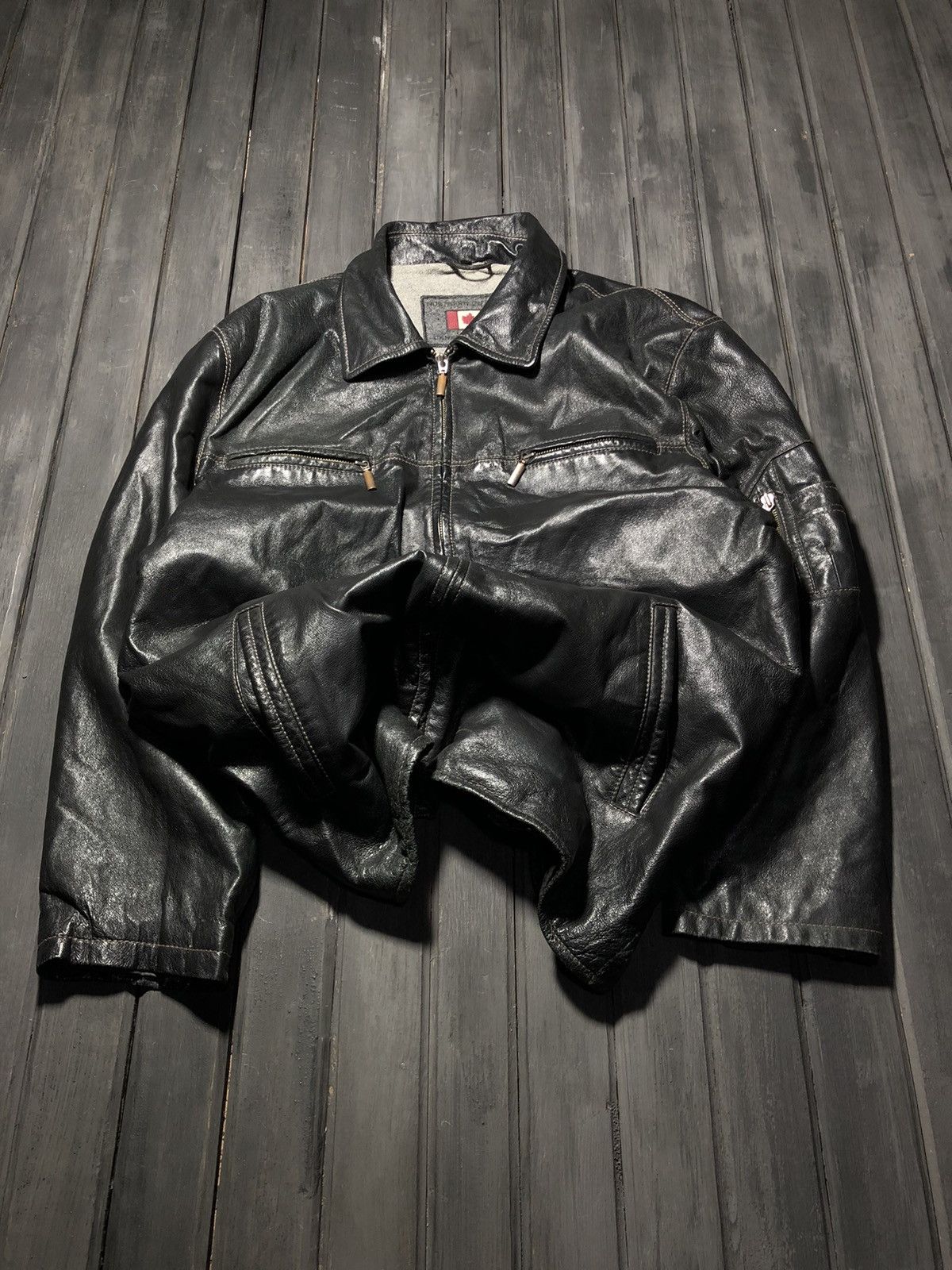 Hysteric Glamour Washed Cropped Bomber Leather Jacket Size US XL / EU 56 / 4 - 1 Thumbnail