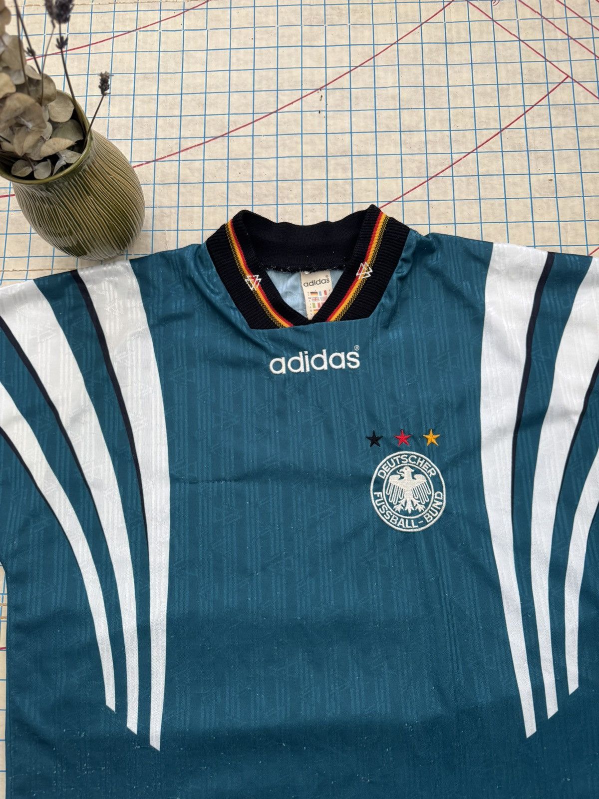 Adidas × Vintage Vintage 96 Adidas Germany Jersey Green Size Large Authentic Size US L / EU 52-54 / 3 - 5 Thumbnail