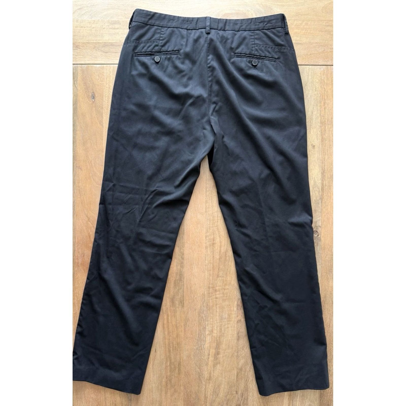 Vintage Paul La Fontaine Black Dress Pants Mens Size 32 Slim Wool Trousers 34x27.5 Flat Front Front Pockets Dress Pants Mens Black Wool Trousers Size US 32 / EU 48 - 2 Thumbnail