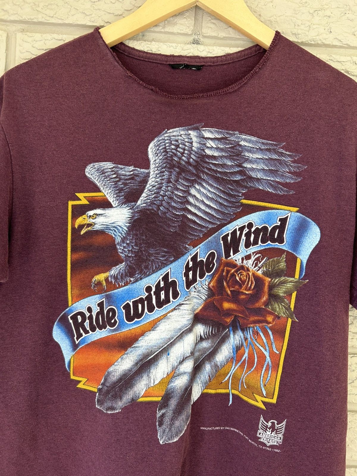 Harley Davidson × Vintage Vintage 90s Harley Davidson 3D Emblem Ride With The Wind Tee Size US S / EU 44-46 / 1 - 2 Thumbnail