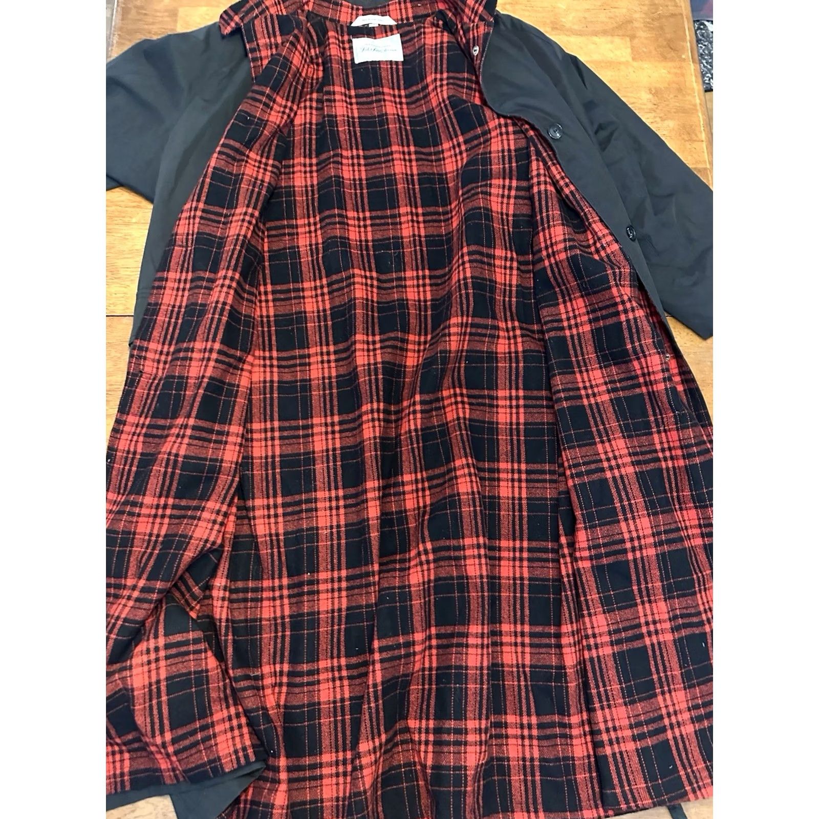 Saks Fifth Avenue VINTAGE Saks Fifth Avenue Trench Coat Women’s Flannel Lined XL Black 80s Workwear Jacket Size XL / US 12-14 / IT 48-50 - 7 Thumbnail