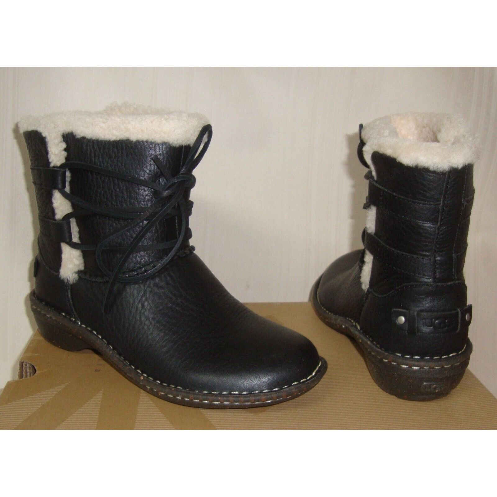 Ugg UGG Australia Rianne Black Leather Lace Up Boots Women's Siz Size US 5 / IT 35 - 1 Thumbnail