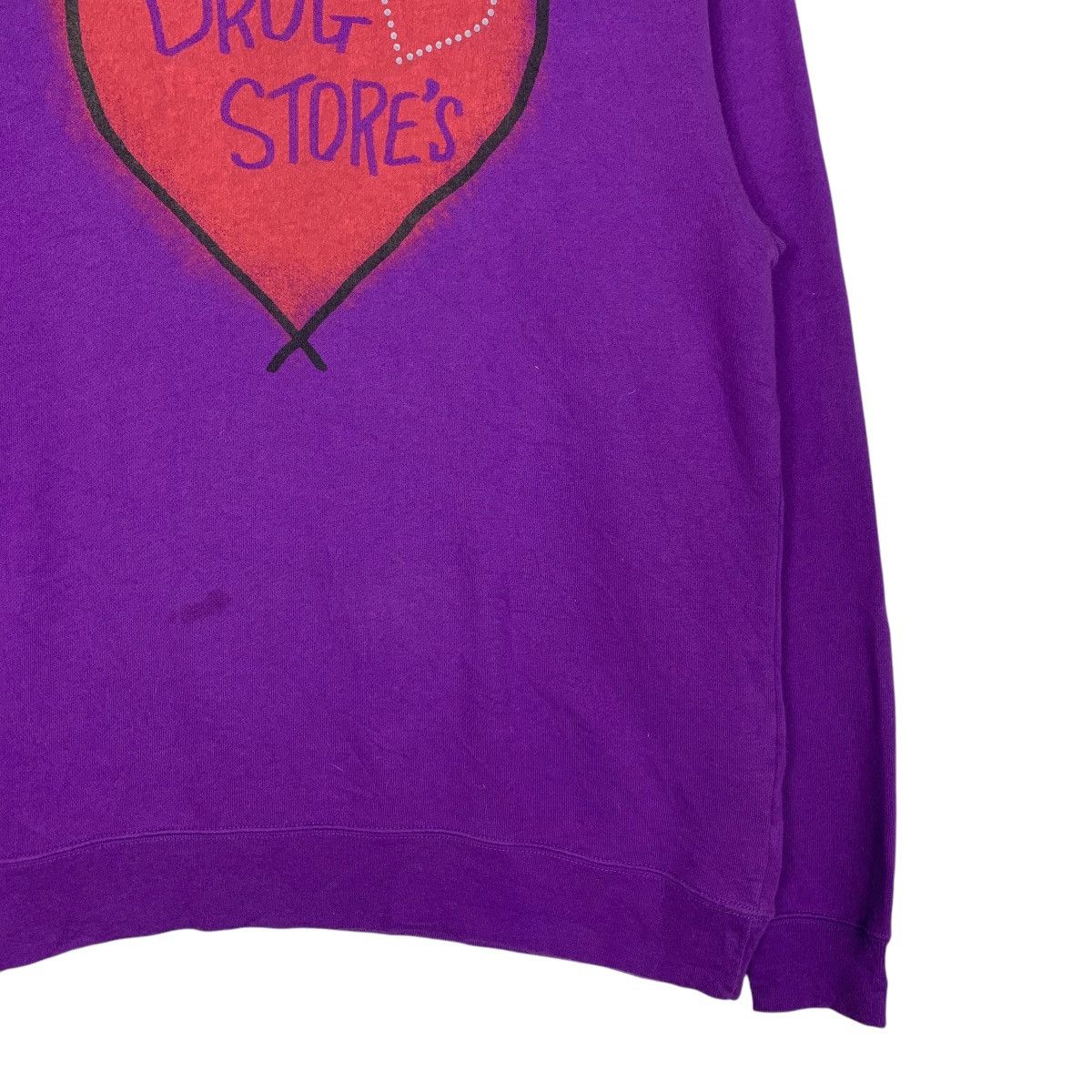 Japanese Brand DRUG STORE’S Girl Love Graphics Purple Sweatshirt #1466-C66 Size ONE SIZE - 4 Thumbnail
