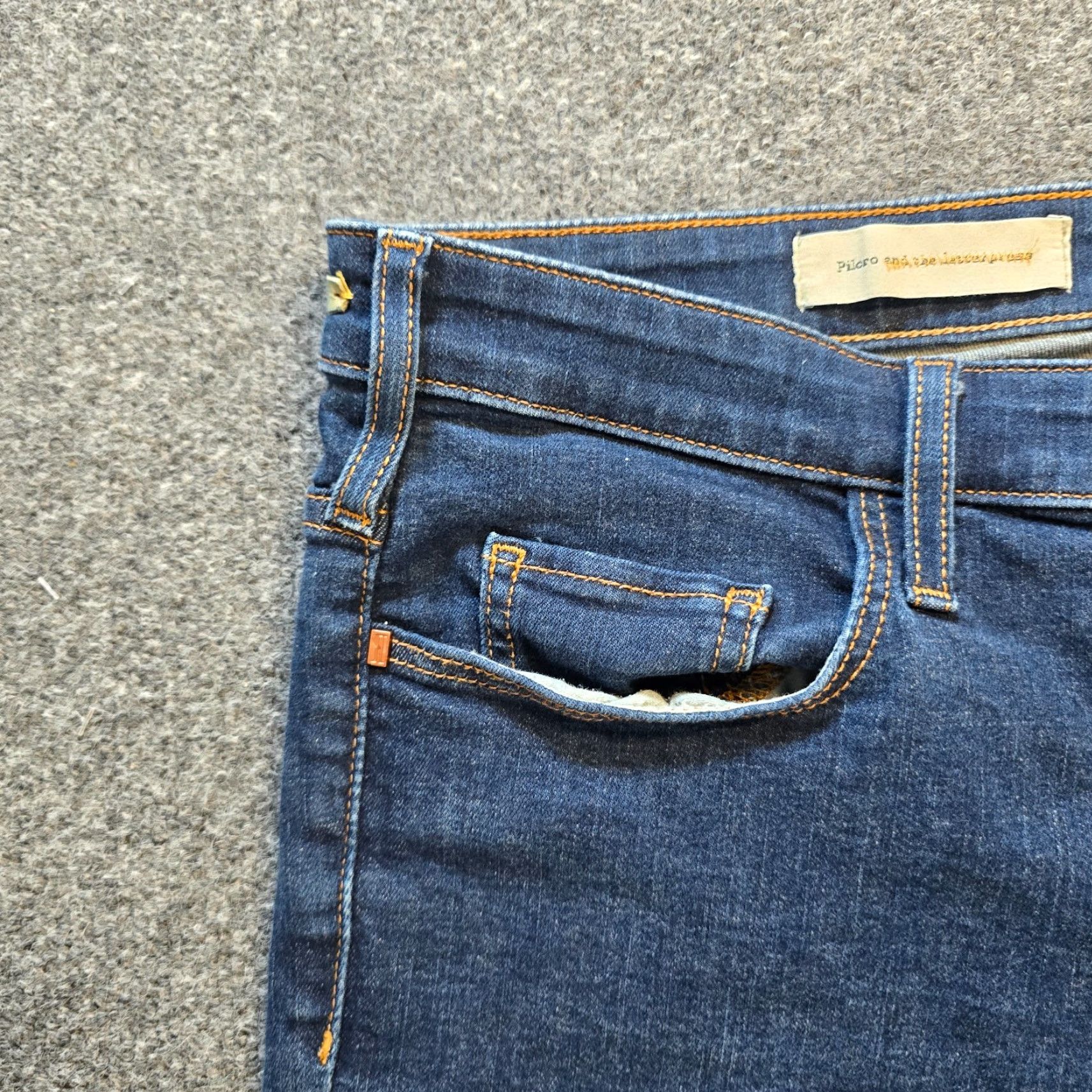 Vintage Pilcro Anthropologie Jeans Womens 32 Blue Serif Skinny Slim Mid Rise Capsule Size 24" / US 00 / IT 34 - 3 Thumbnail