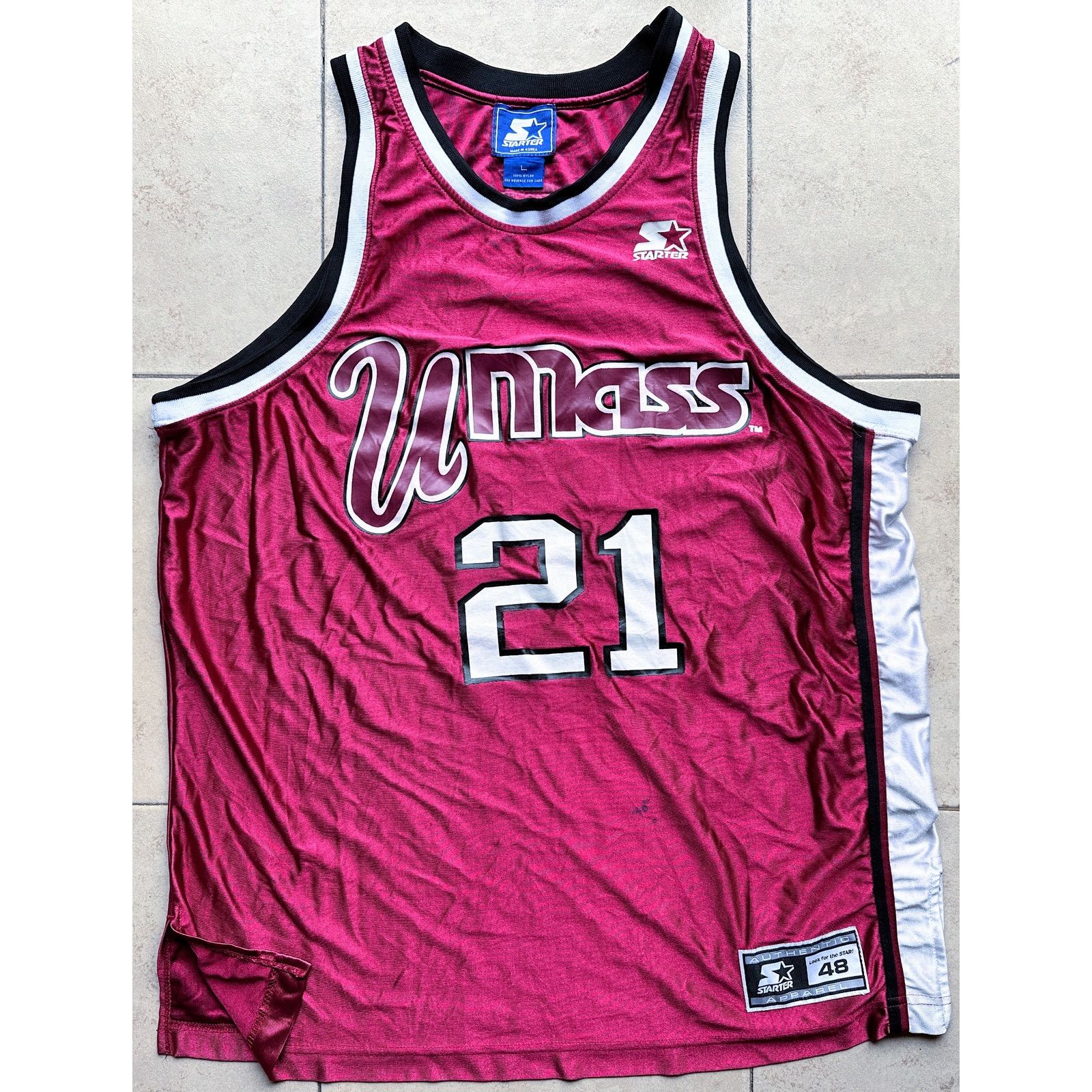 NCAA × Starter CAMBY #21 UMass 90s jersey L red Amherst Minutemen vintage Size US L / EU 52-54 / 3 - 2 Thumbnail