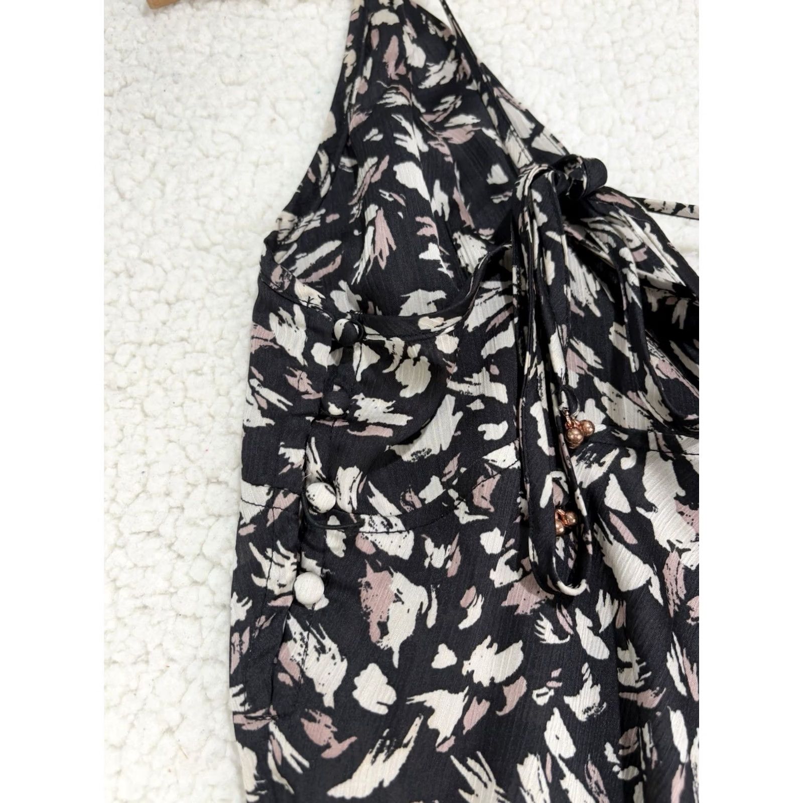 Free People Free People Slip Dress Halter Multicolor Floral Boho S Short: Lightweight, Adjustable Straps, Sleeveless, Beach, Bohemian, Flower Women Size S / US 4 / IT 40 - 7 Thumbnail