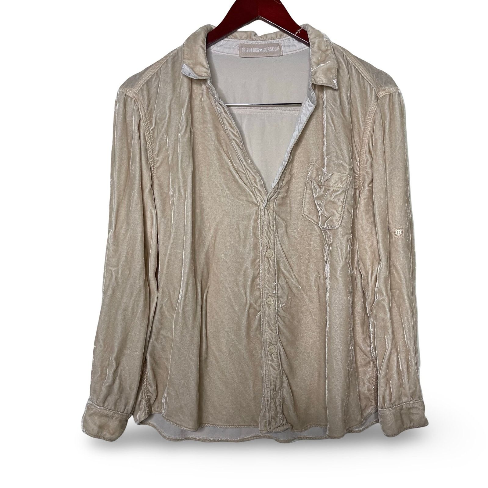 CP Shades CP Shades Gorsuch The Alana Chmpagne Washed Velvet Button Up Size XL / US 12-14 / IT 48-50 - 1 Thumbnail