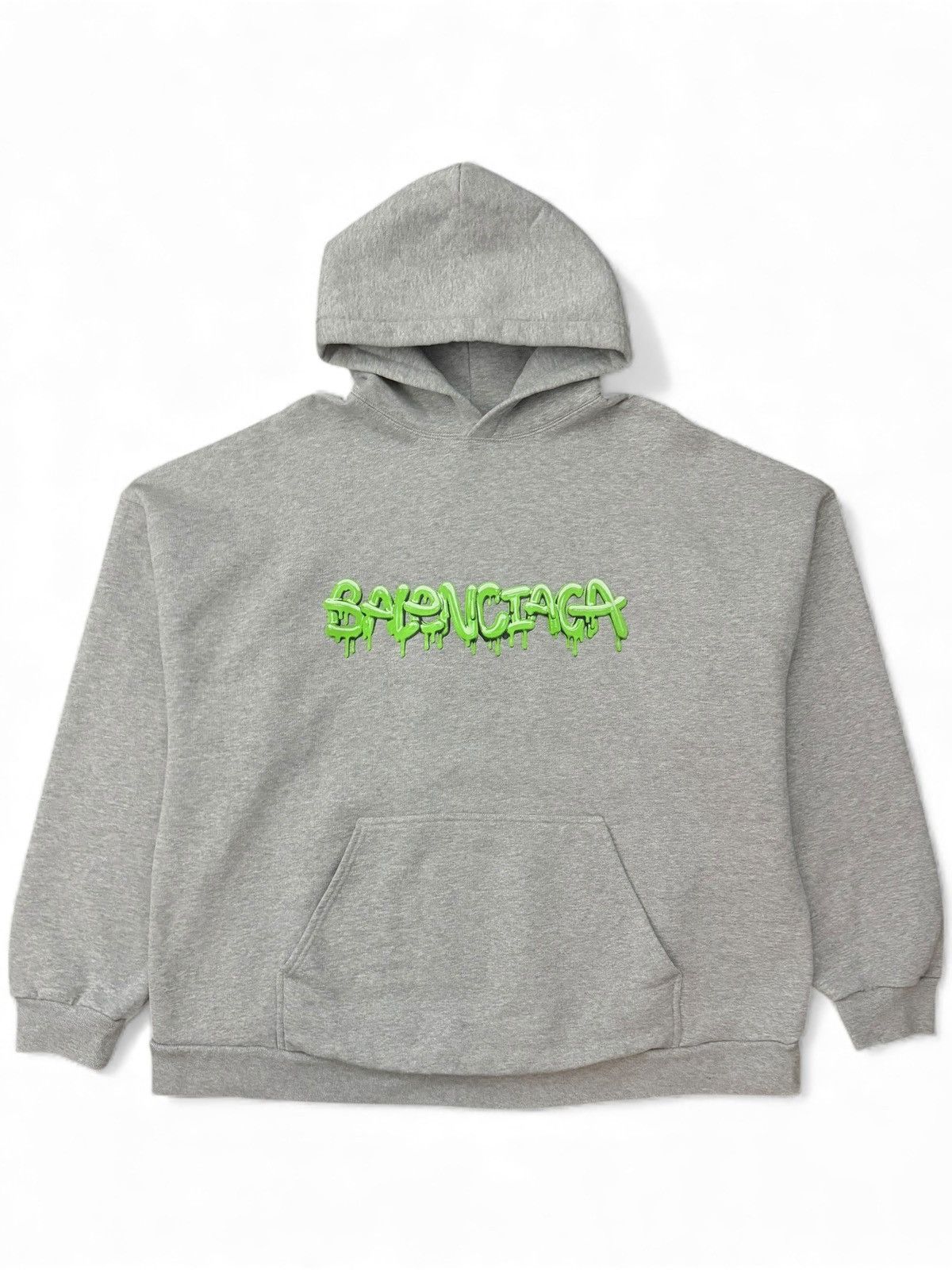 Balenciaga Balenciaga Grey Slime Logo Hoodie Size US M / EU 48-50 / 2 - 1 Thumbnail