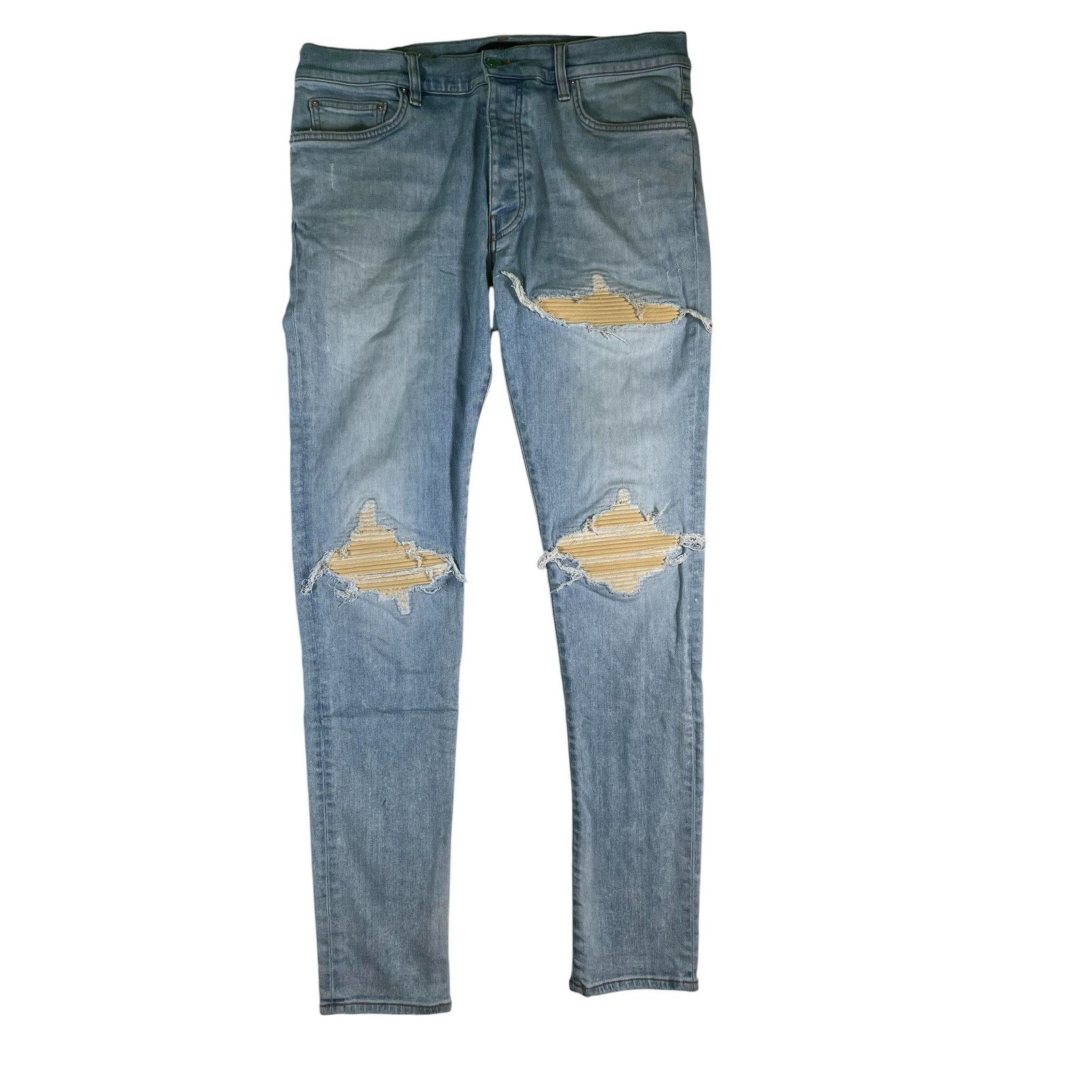 Amiri Amiri MX1 Yellow Sundust Patch Light Wash Jeans Size US 34 / EU 50 - 1 Thumbnail