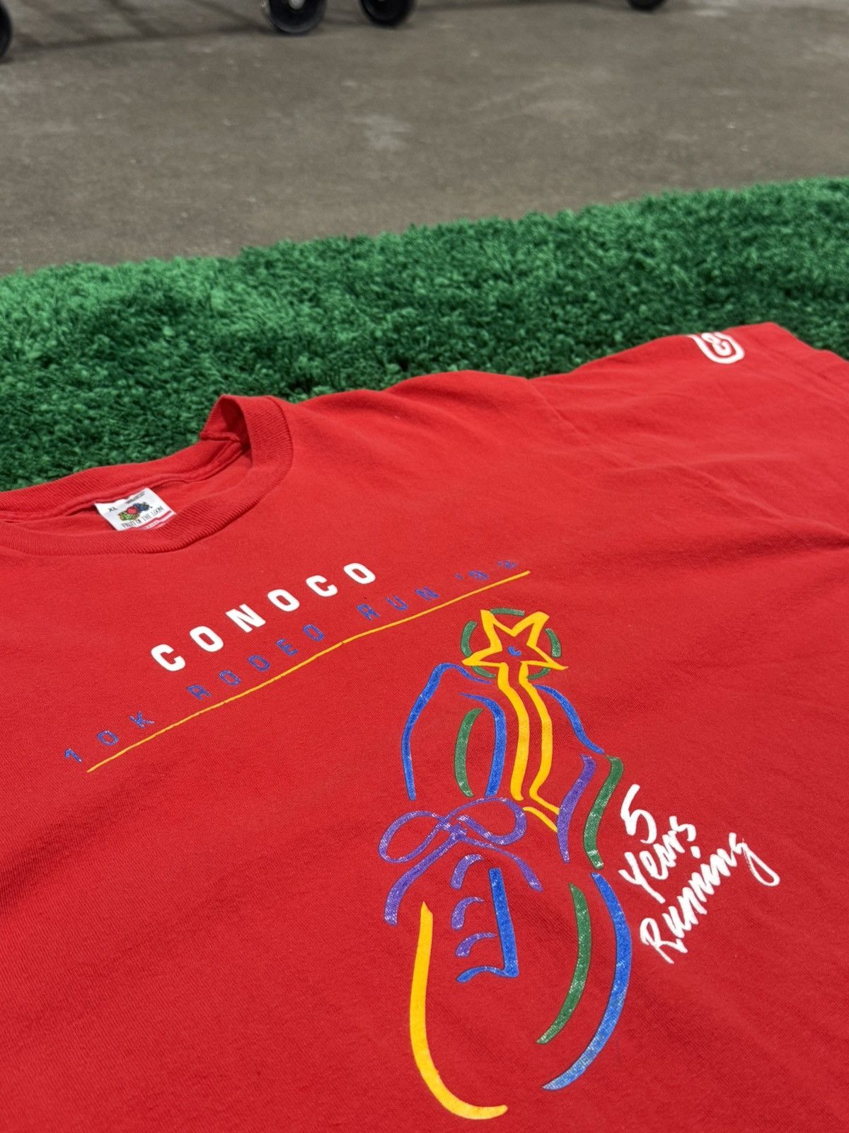 Fruit Of The Loom × Vintage Vintage Rodeo Run Cowboy 5k Houston Texas Oil Tee XL Size US XL / EU 56 / 4 - 5 Thumbnail