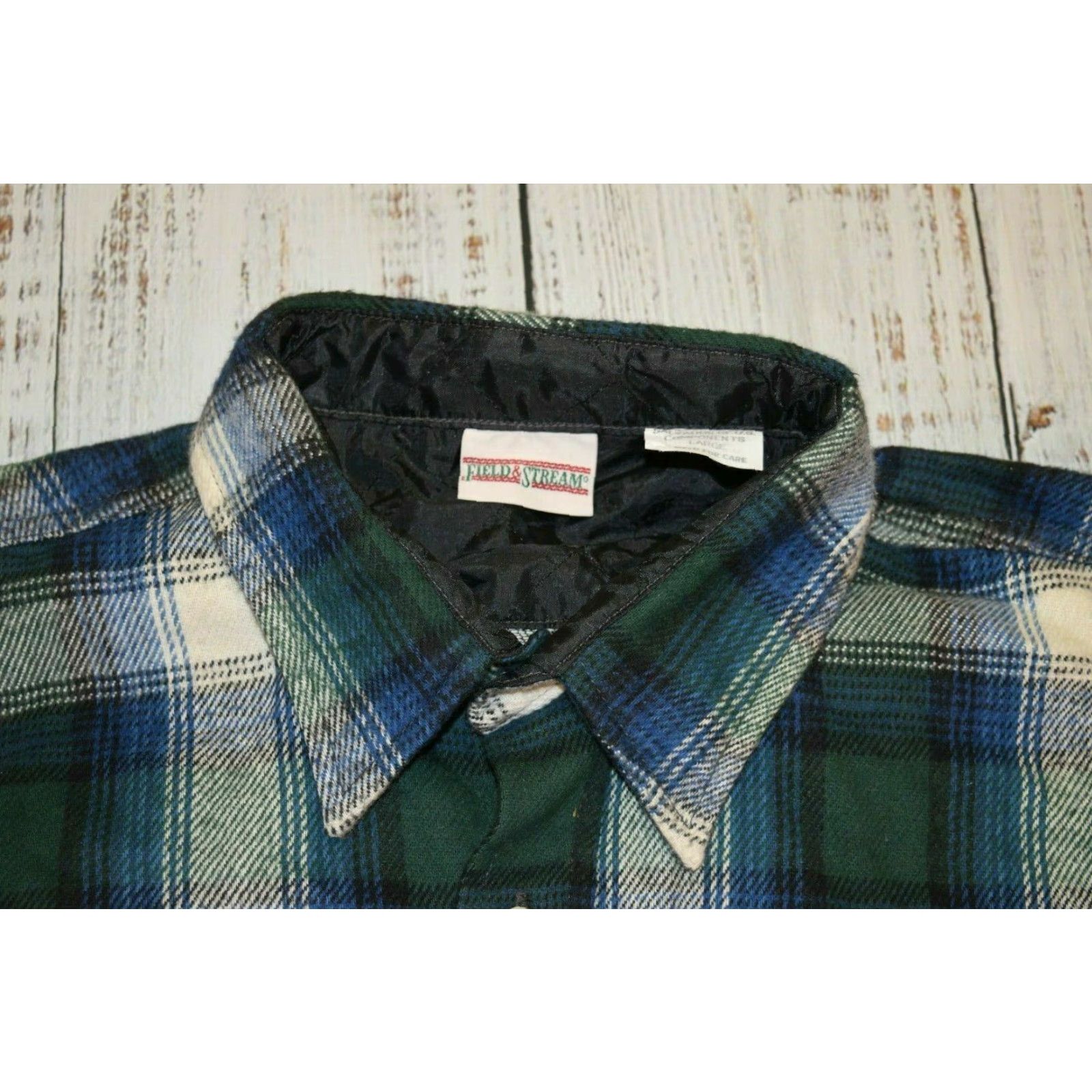Vintage VINTAGE Field & Stream Men's Plaid Flannel Shirt Large Casual 80s 90s Cotton Blue Green Size US L / EU 52-54 / 3 - 6 Thumbnail