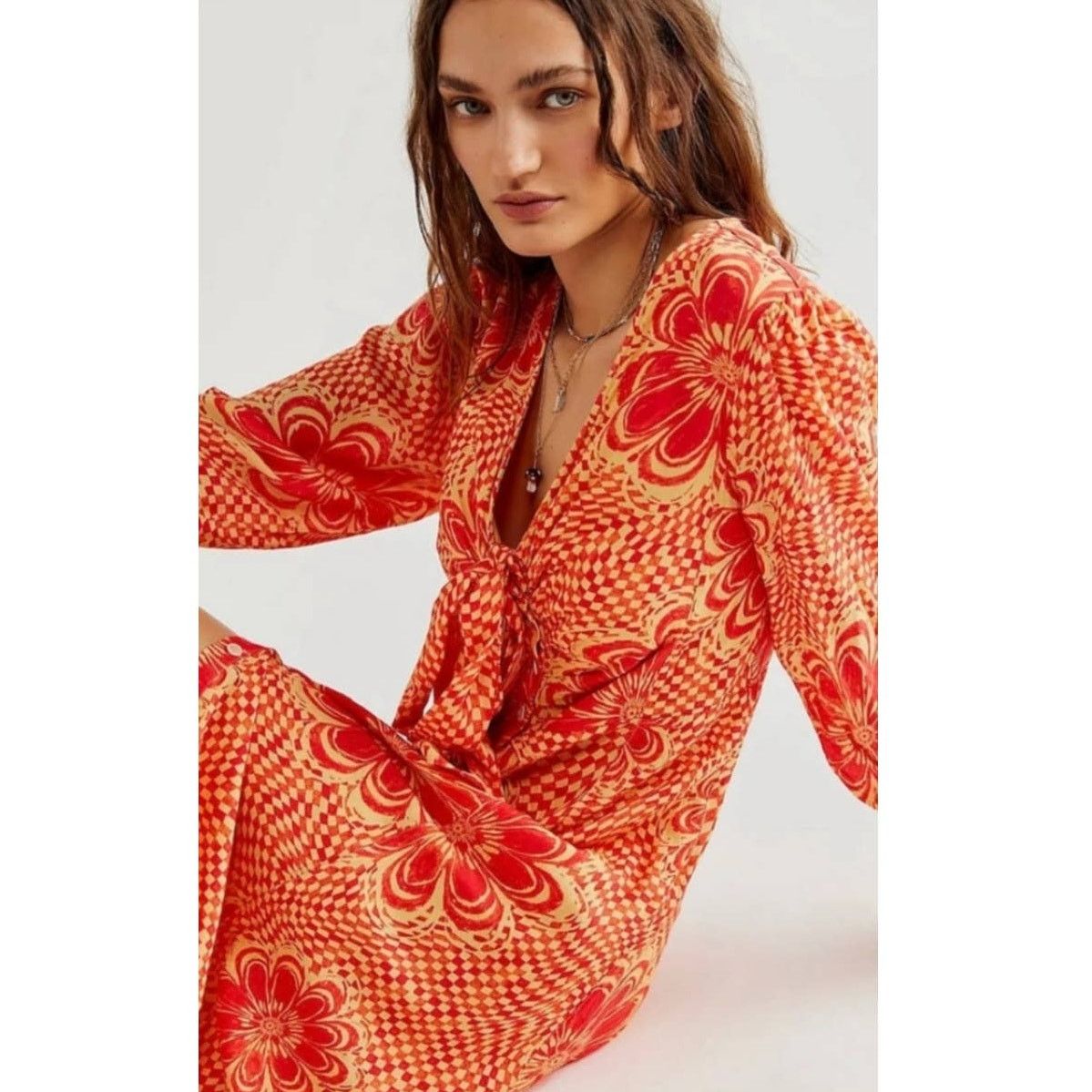 Free People New Free People Nappa Dress $168 SMALL Sunshine Floral Combo Size S / US 4 / IT 40 - 1 Thumbnail
