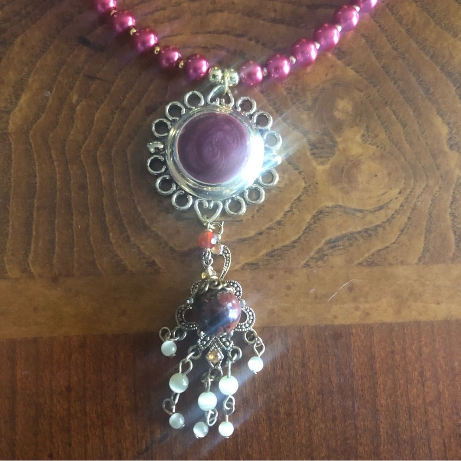 Handmade Handcrafted repurpose sunburst chandelier Pearl necklace Size ONE SIZE - 9 Thumbnail