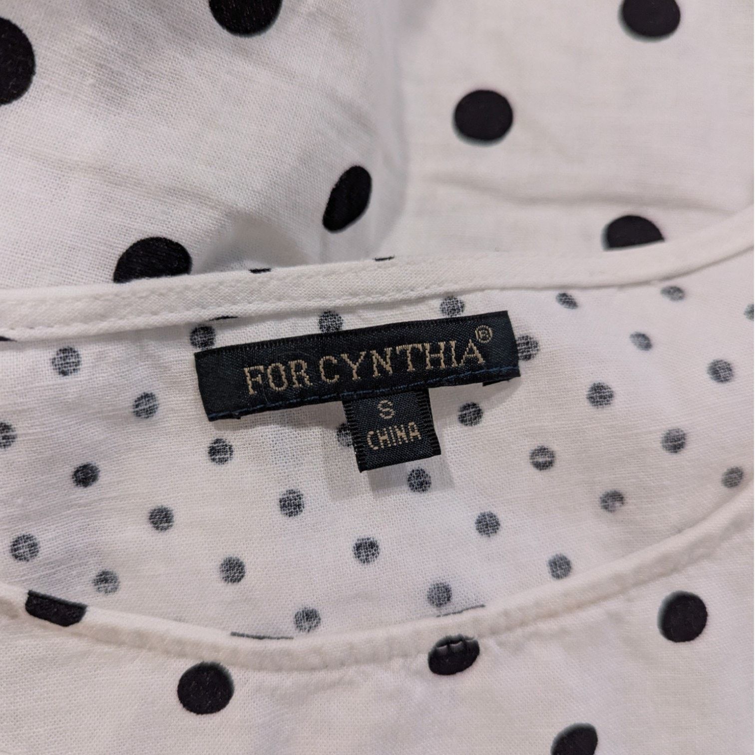 Other For Cynthia Linen White Polka Dot Patchwork Dolman Top Small Size S / US 4 / IT 40 - 3 Thumbnail