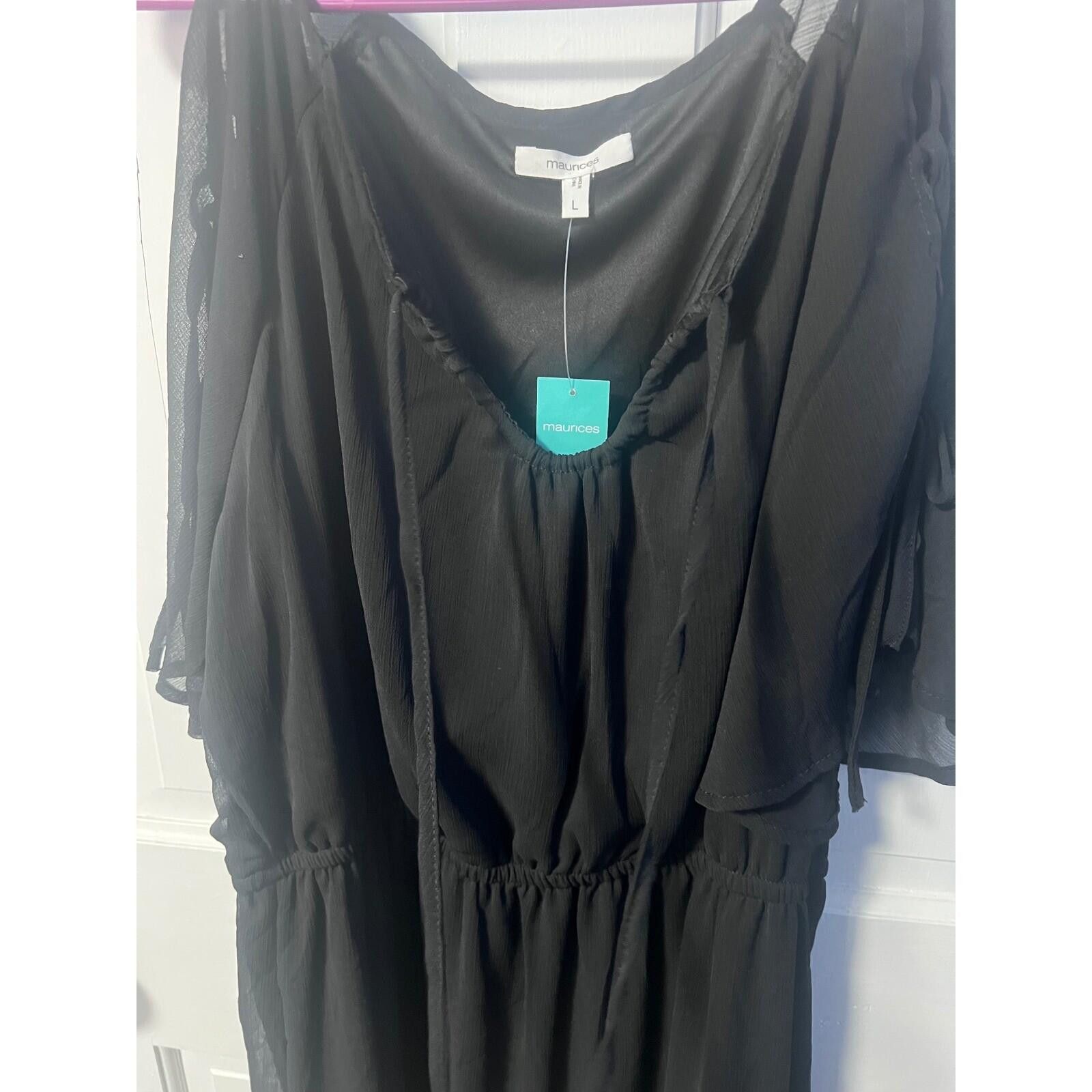 Other Maurices Cold Shoulder Dress Womens L Black NWT Chiffon Size L / US 10 / IT 46 - 6 Thumbnail