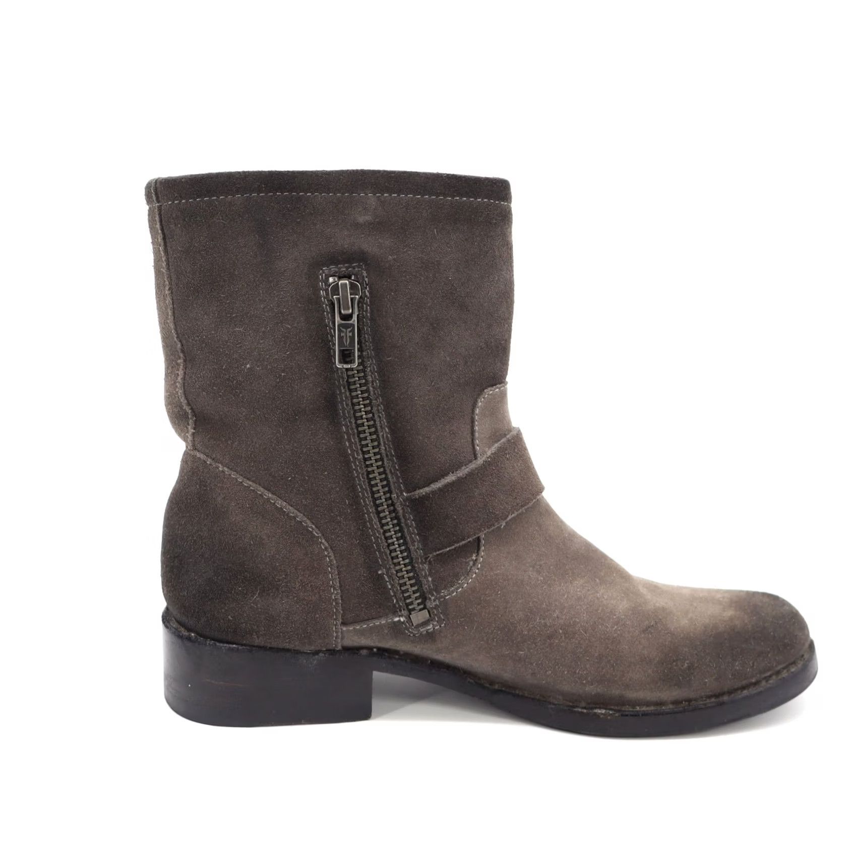 Frye Frye Vicky Gray Oiled Suede Moto Boots Sz 7.5B Size US 8 / IT 38 - 3 Thumbnail