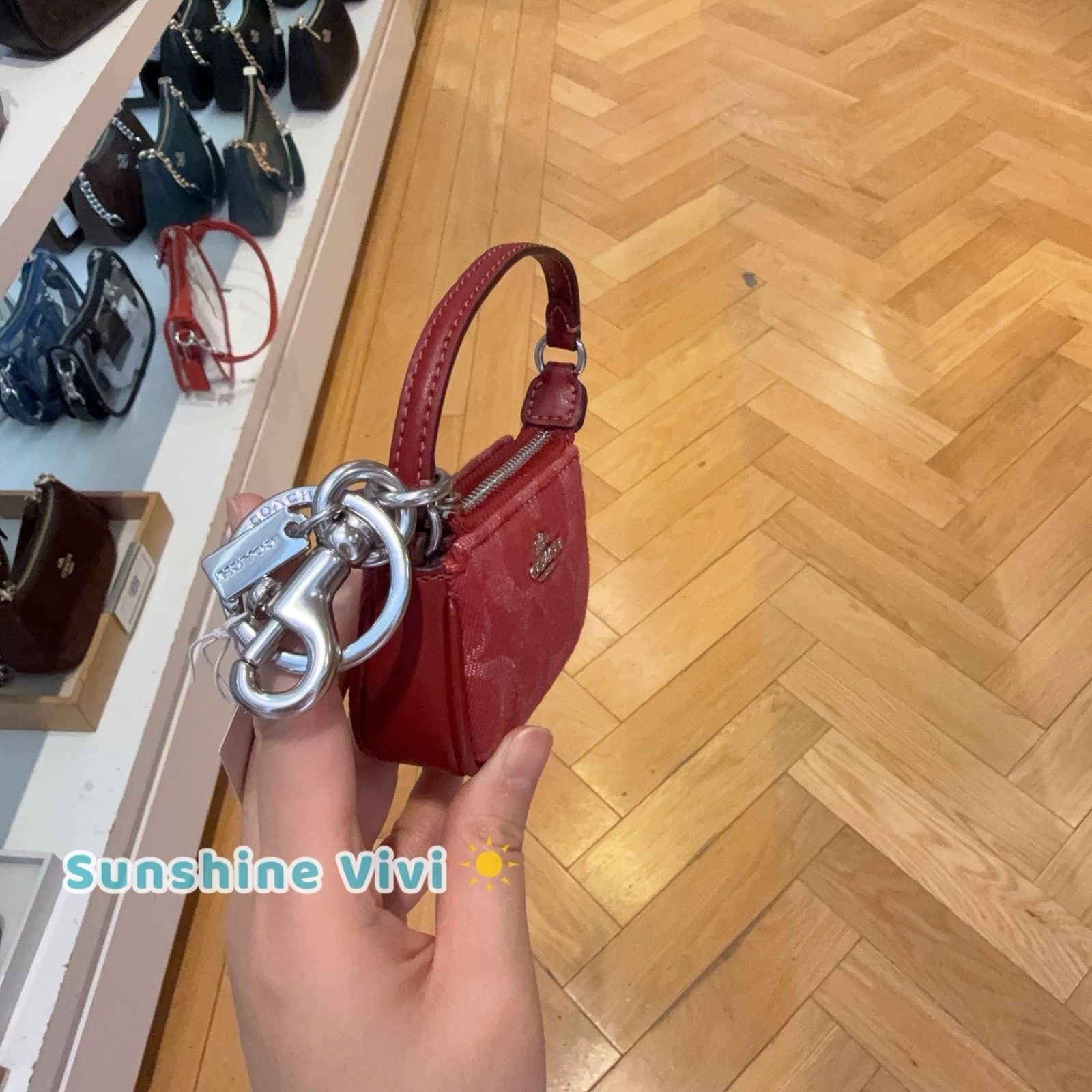 Coach NWT Coach Mini Nolita Bag Charm Denim Silver/True Red CDB23 Size ONE SIZE - 4 Thumbnail