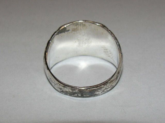 Designer Shield Shaped Antiqued Sterling Silver Signet Ring Size ONE SIZE - 3 Thumbnail