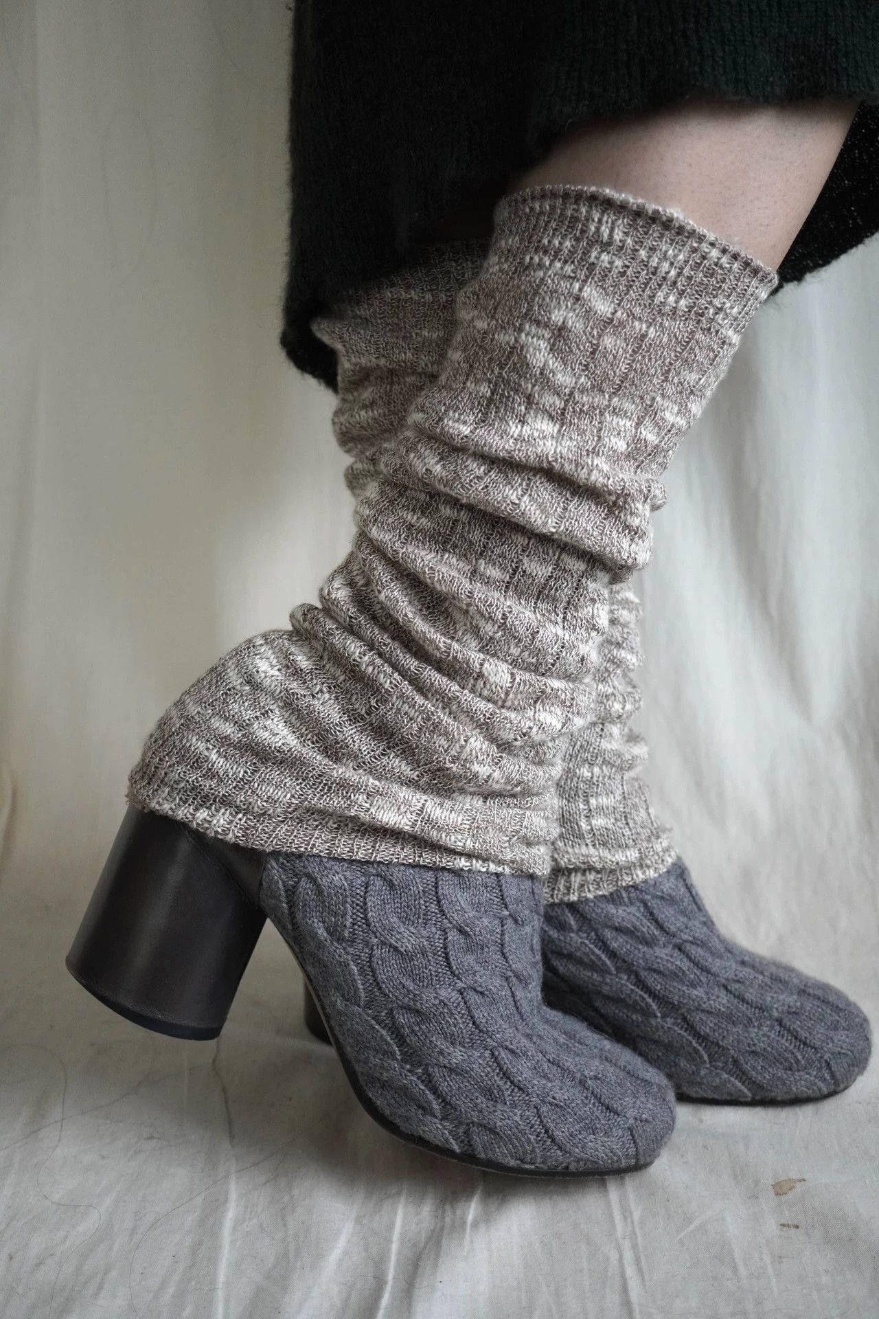 Maison Margiela MM 2000s Tabi Wool-Knit & Leather Short Boots 37 Size US 6.5 / IT 36.5 - 1 Thumbnail