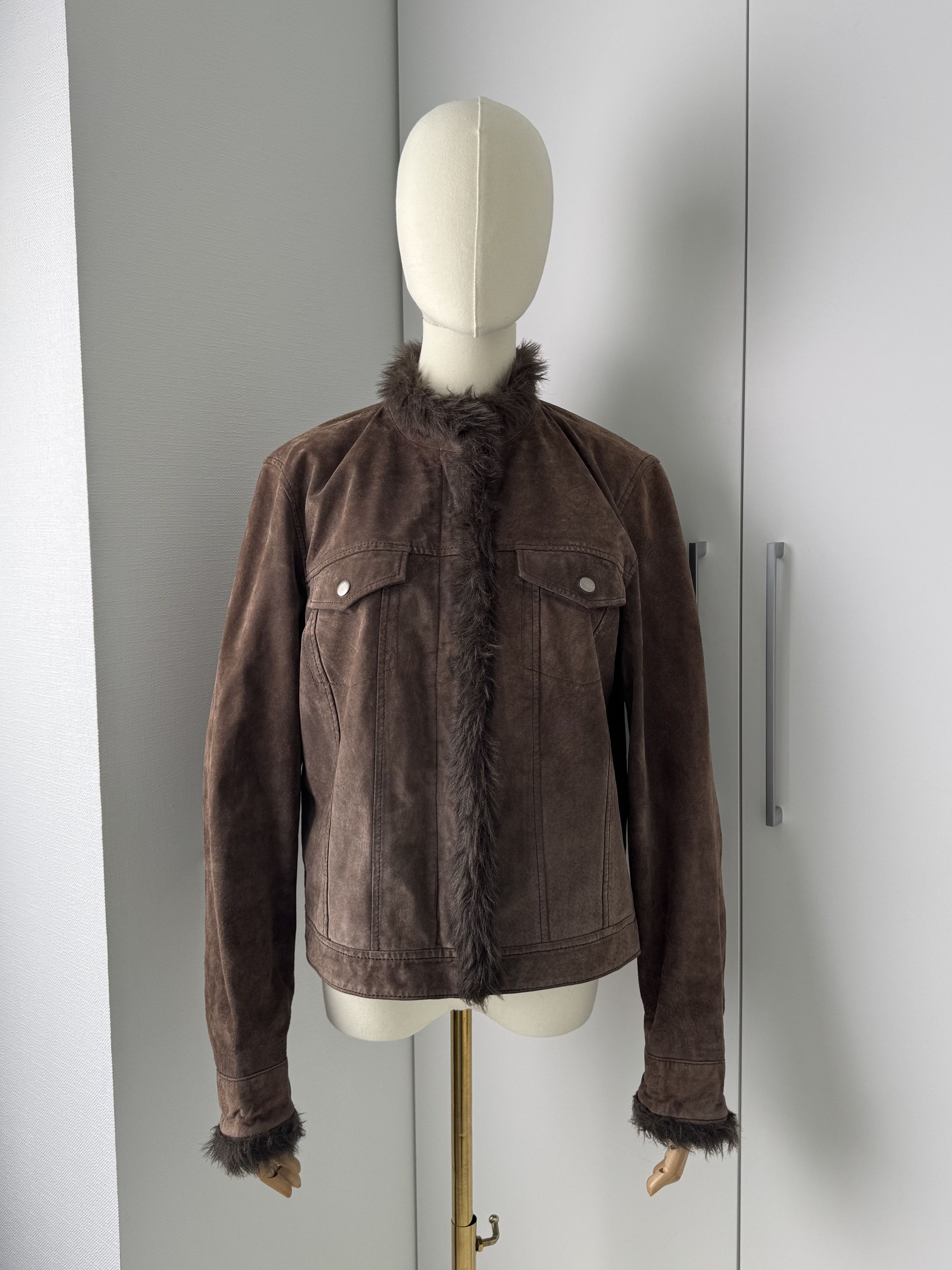 Japanese Brand Y2K Brown Suede Jacket Womens Faux Fur Trim Short Coat Y2K Size M / US 6-8 / IT 42-44 - 1 Thumbnail