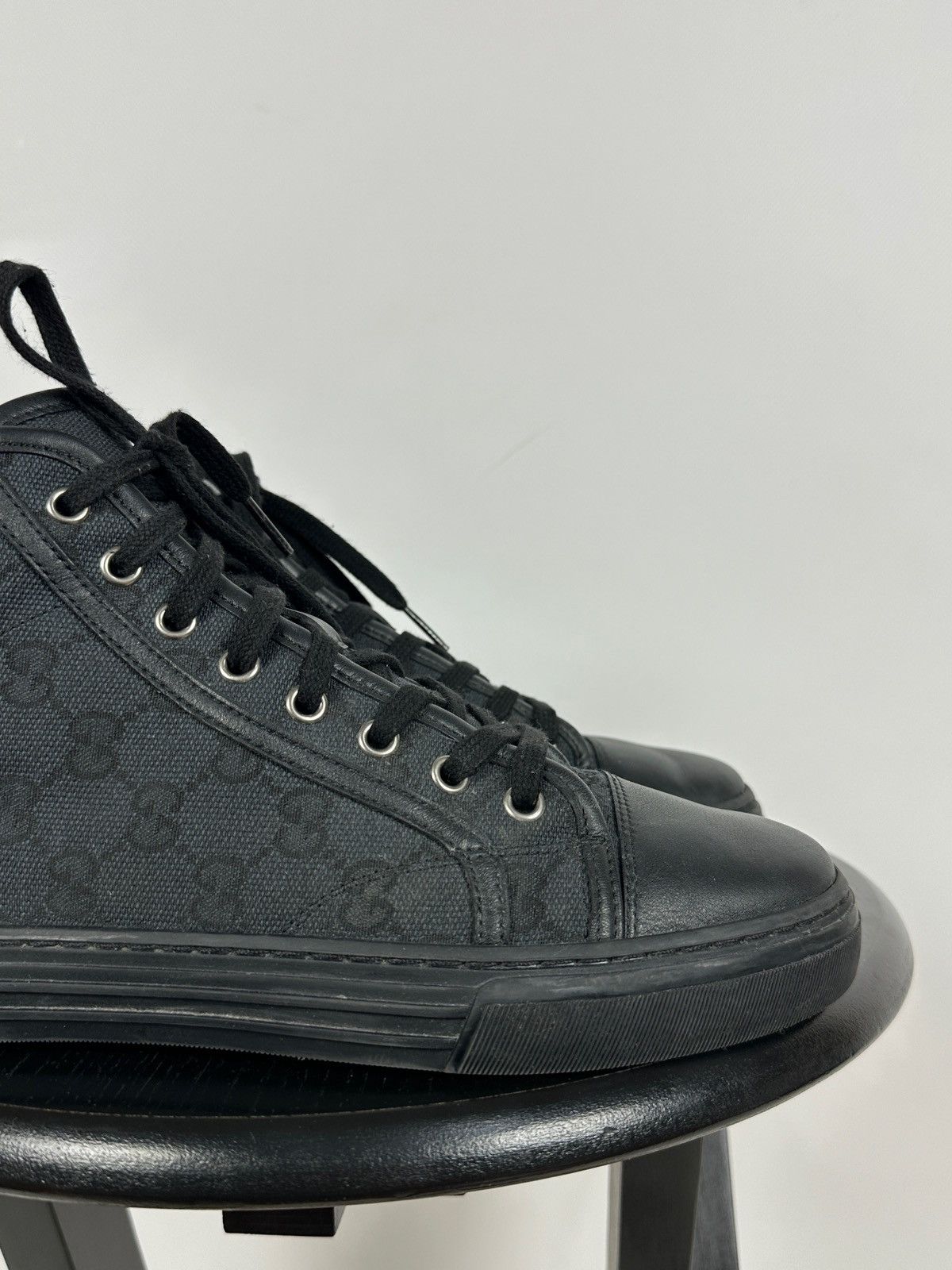 Gucci Gucci 426188 GG Leather/Canvas Monogram High Top Sneaker Size US 5.5 / EU 38 - 14 Thumbnail