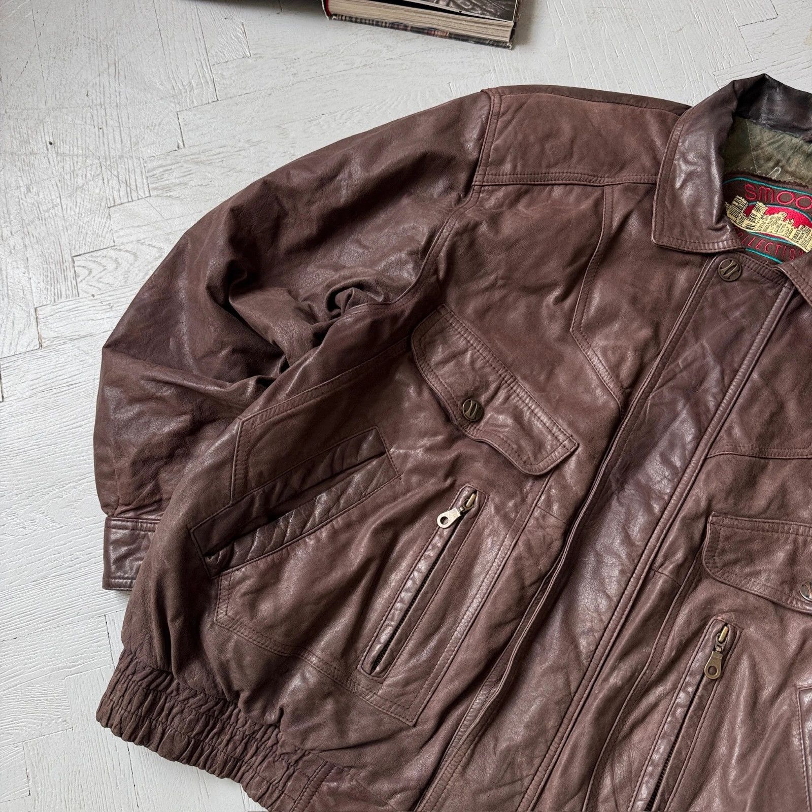 Vintage Vintage Real Leather Italian Style Collared Gangster Jacket Size US XXL / EU 58 / 5 - 2 Thumbnail